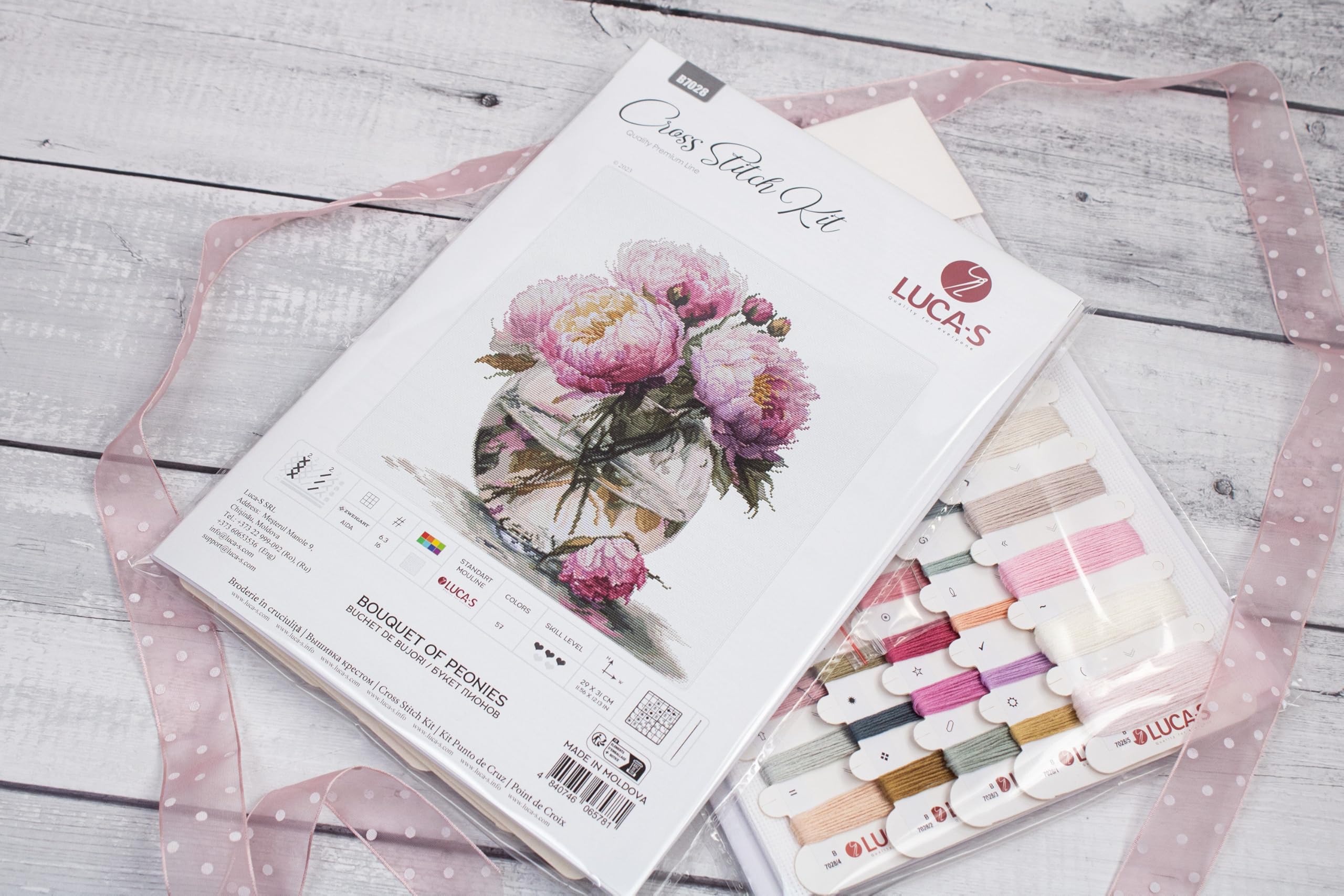 Cross Stitch Kit Luca-S - Bouquet of Peonies - Image 3