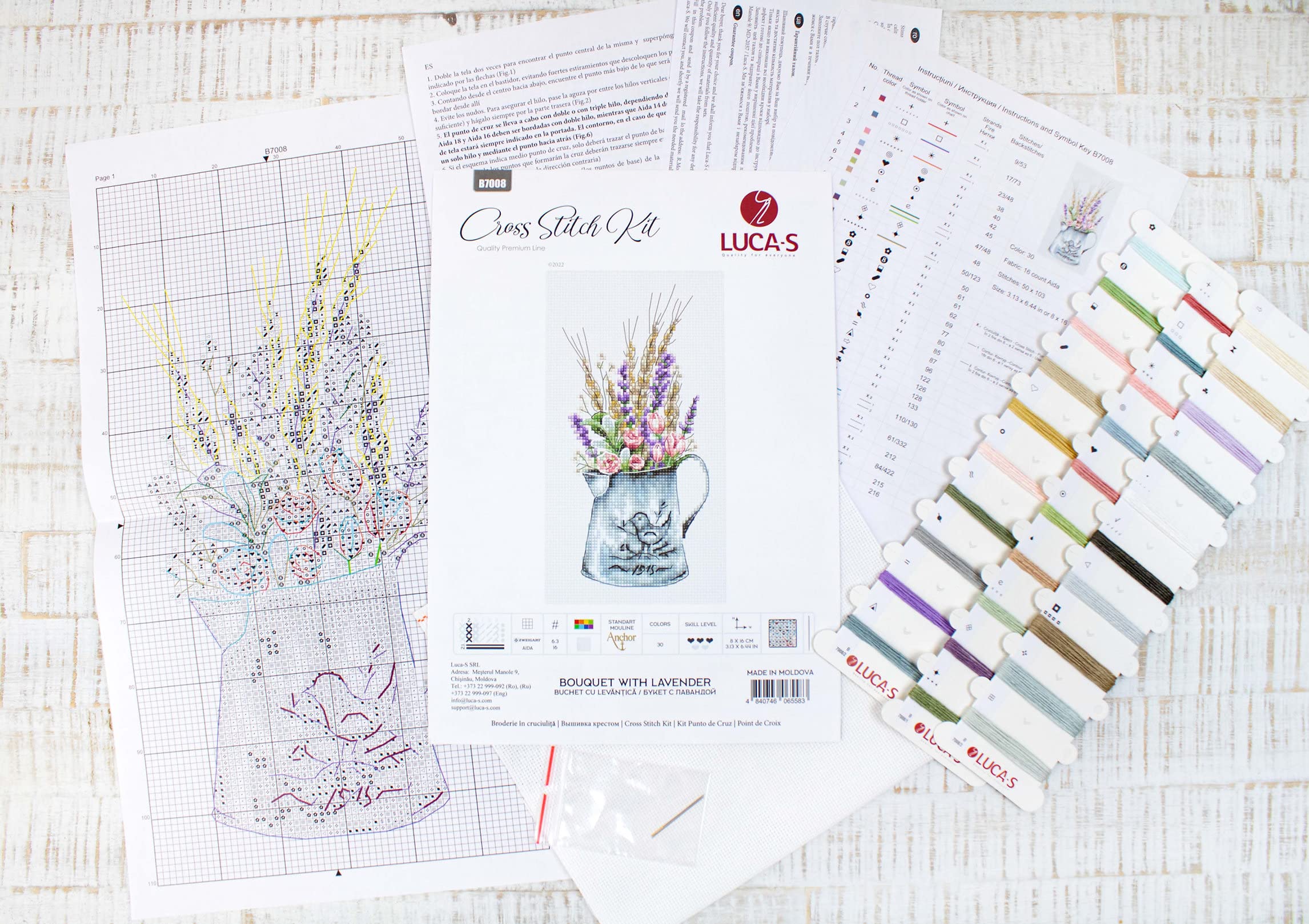 Cross Stitch Kit Luca-S - Bouquet with Lavender B7008 - Image 3