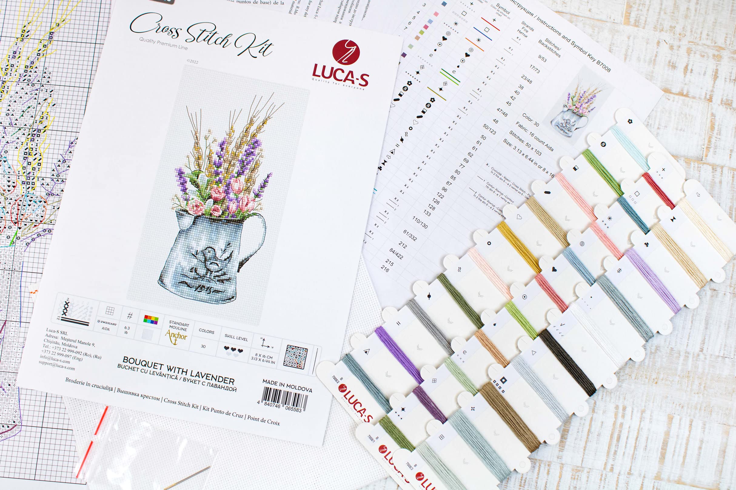 Cross Stitch Kit Luca-S - Bouquet with Lavender B7008 - Image 6