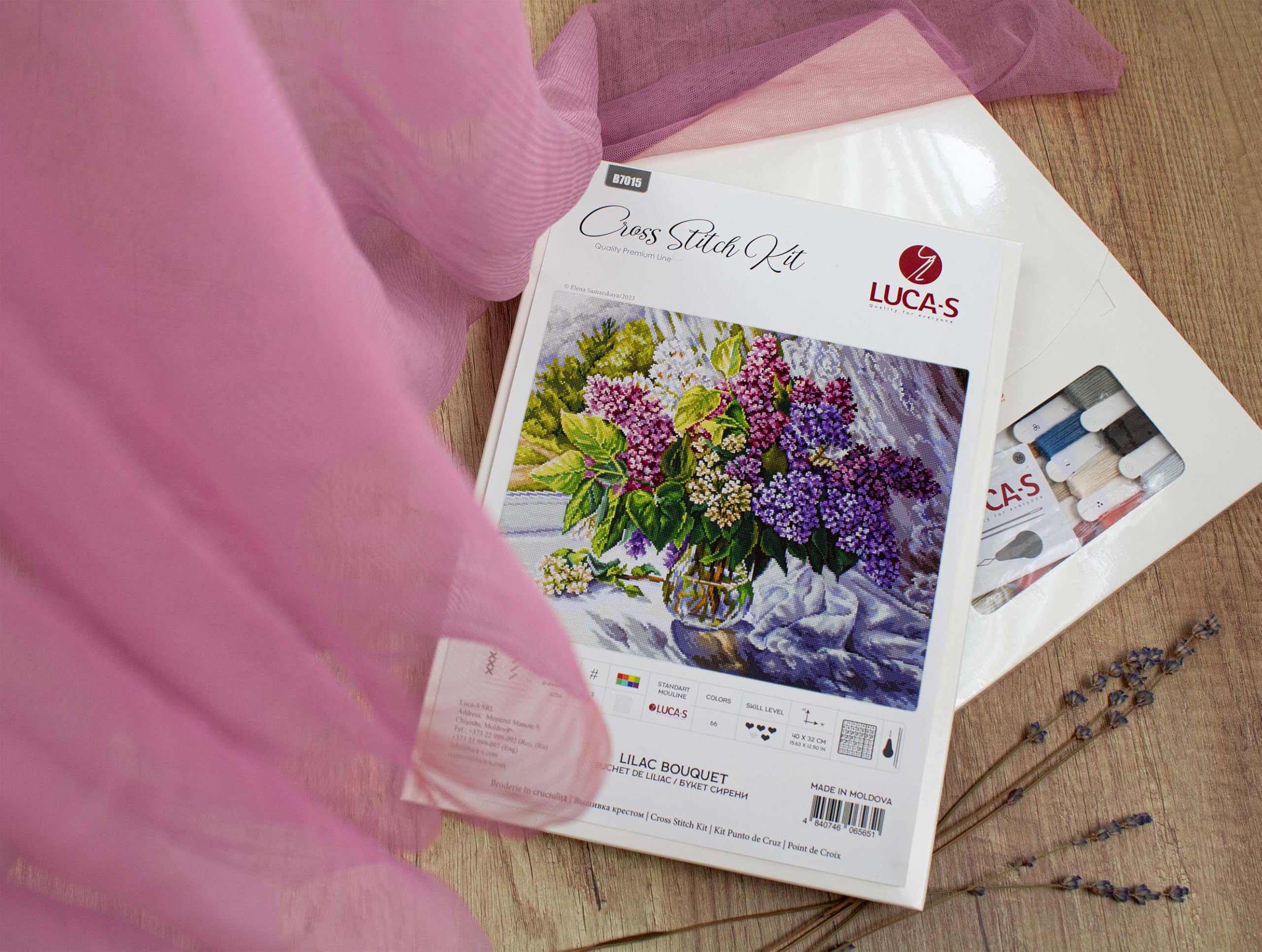Cross Stitch Kit Luca-S - Lilac Bouquet, B7015 - Image 3