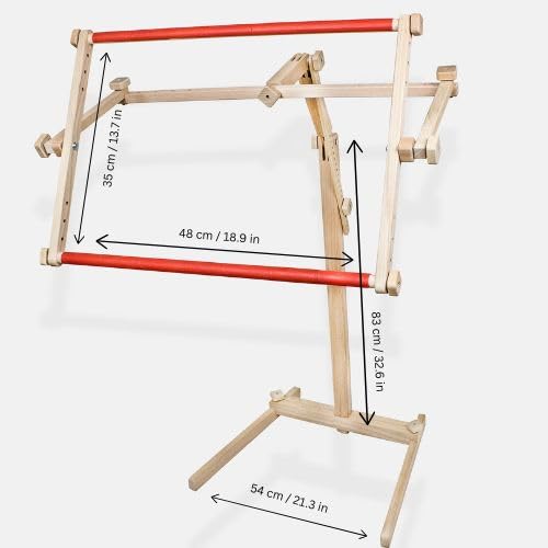 Floor Embroidery Stand with Adjustable Organic Beech Wood Frame for Cross Stitch & Tapestry (35 × 48 cm) - Image 3