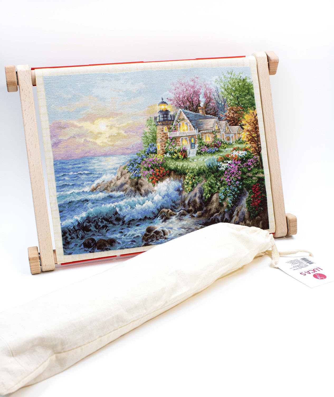 Large Table-Style Needlework Scroll Frame with Adjustable Organic Beech Wood, Embroidery & Tapestry Holder (40 × 56 cm) - Image 5