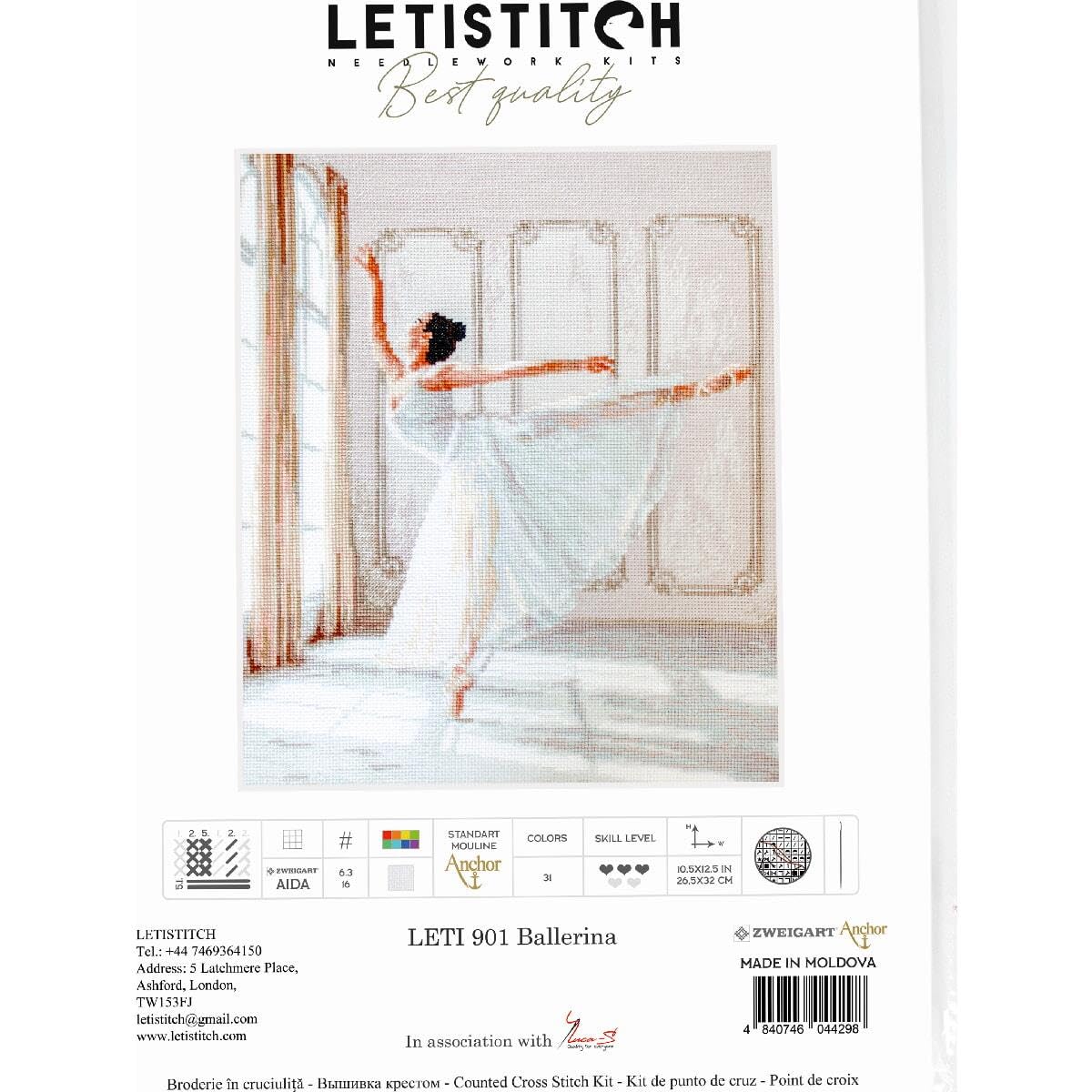 Letistitch Counted Cross Stitch kit Ballerina I, 26,5x32cm, DIY - Image 2