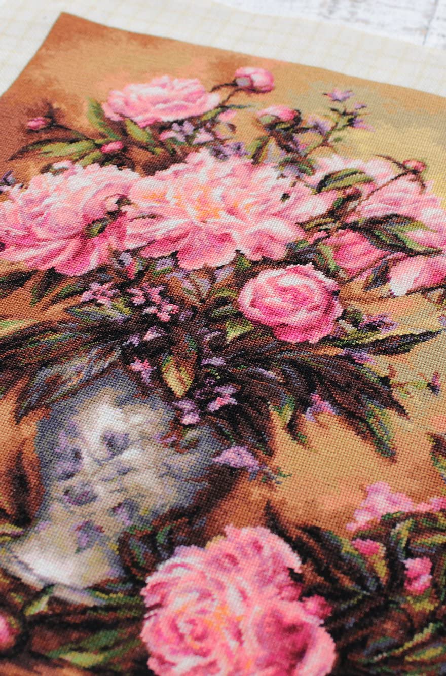 Luca-S B543 Peonies Vase - Cross Stitch Kit - Image 8