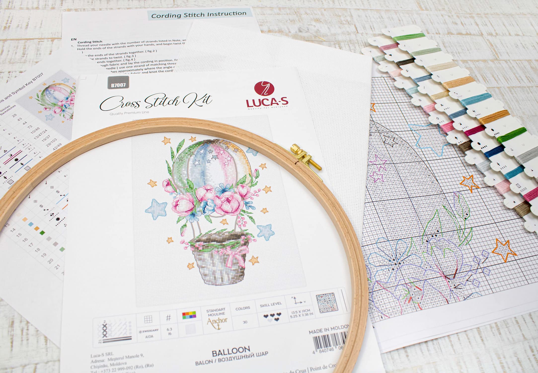 Luca-S Counted Cross Stitch kit Ballon, 13,5x19cm, DIY - Image 4