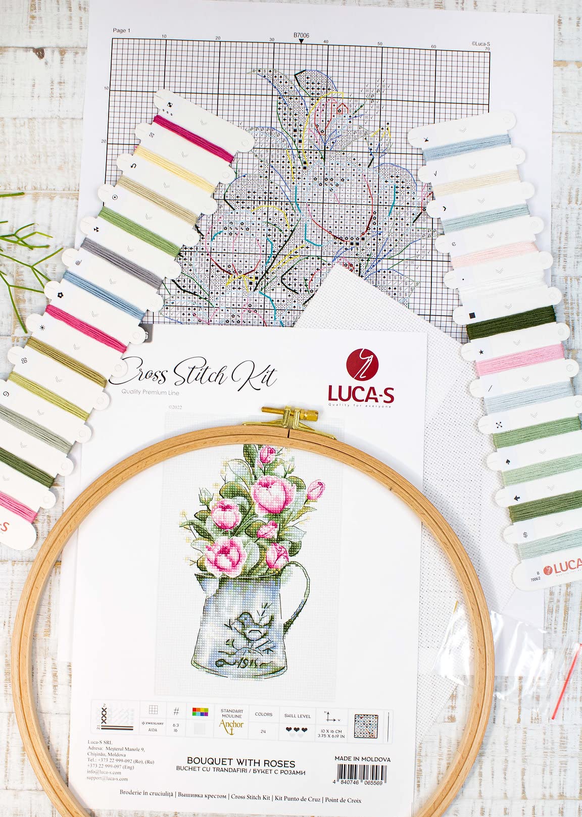 Luca-S Counted Cross Stitch kit Bouquet with Roses, 10x16cm, DIY - Image 3