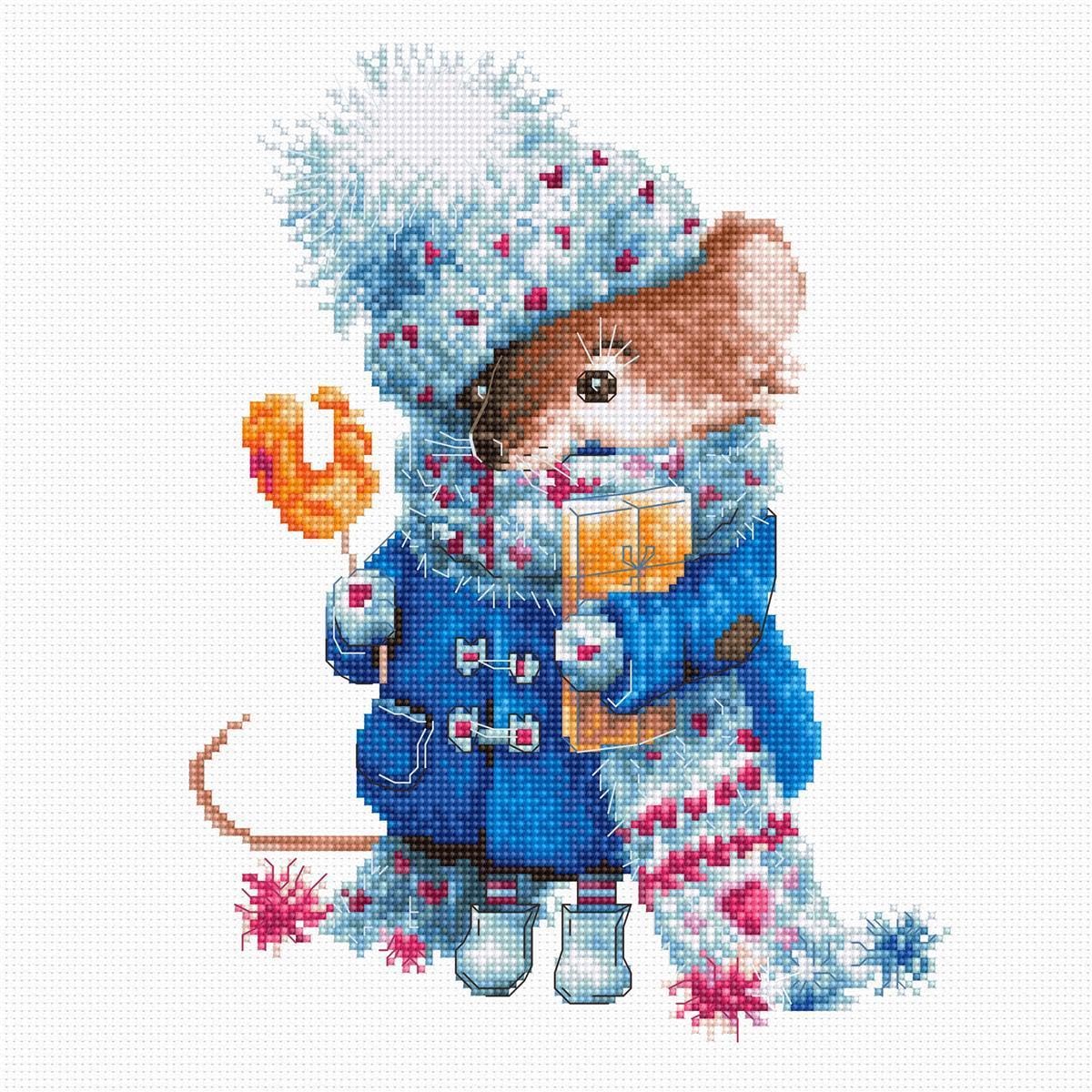 Luca-S Counted Cross Stitch kit Christmas Mouse 2116cm