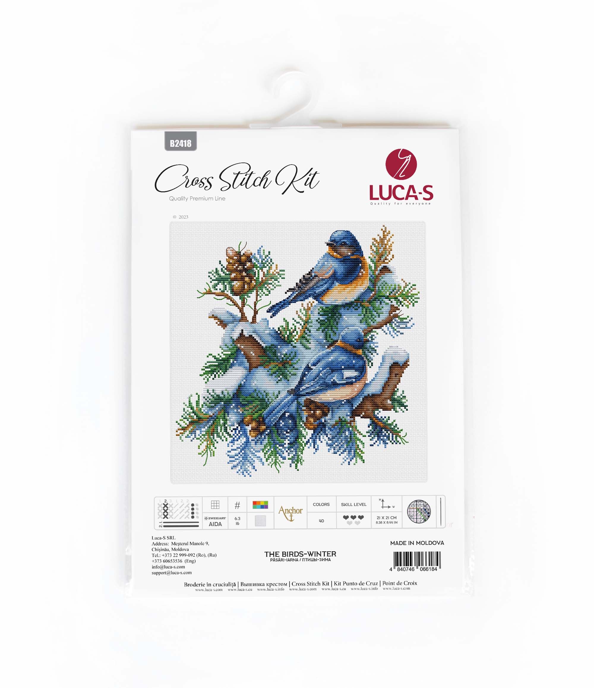 Luca-S Counted Cross Stitch Kit, DIY Embroidery Kit for Adults, The Birds-Winter Needlecraft Kit - Image 2
