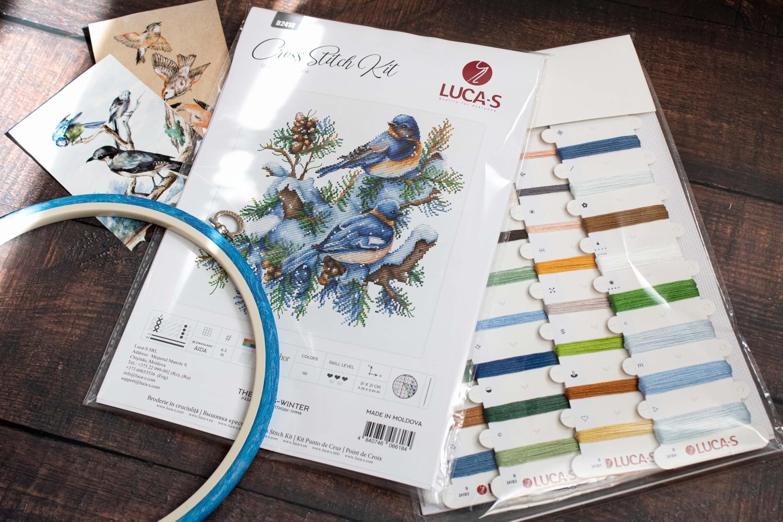 Luca-S Counted Cross Stitch Kit, DIY Embroidery Kit for Adults, The Birds-Winter Needlecraft Kit - Image 3
