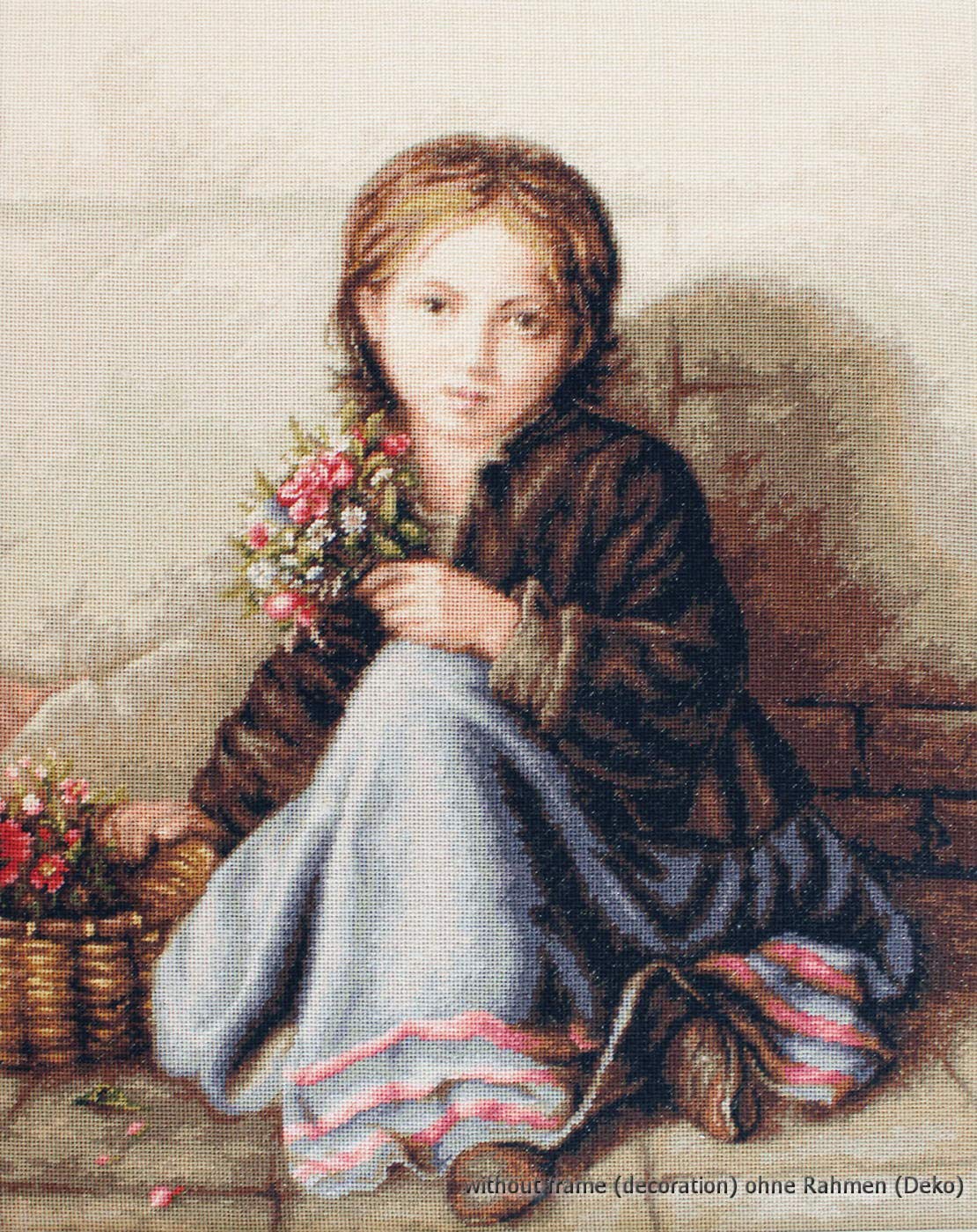 Luca-S Counted Cross Stitch kit Little Flower Girl, 33x42,5cm, DIY