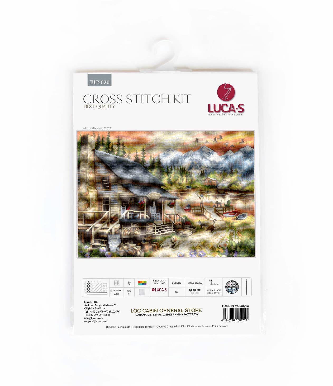 Luca-S Counted Cross Stitch kit Log Cabin Genenal Store, 30,5x22cm, DIY - Image 2