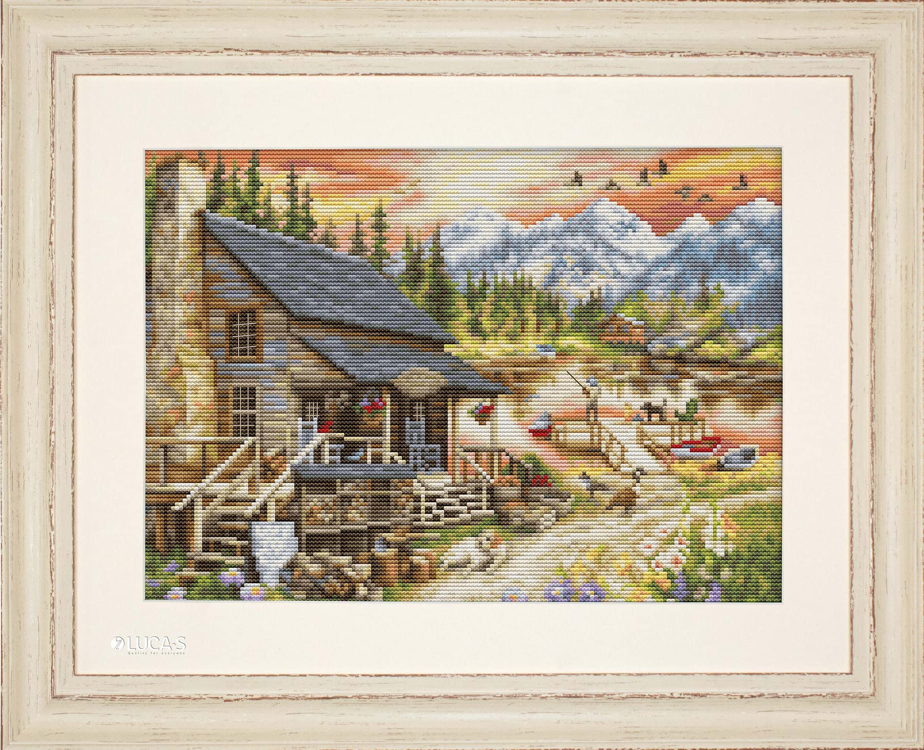 Luca-S Counted Cross Stitch kit Log Cabin Genenal Store, 30,5x22cm, DIY - Image 3