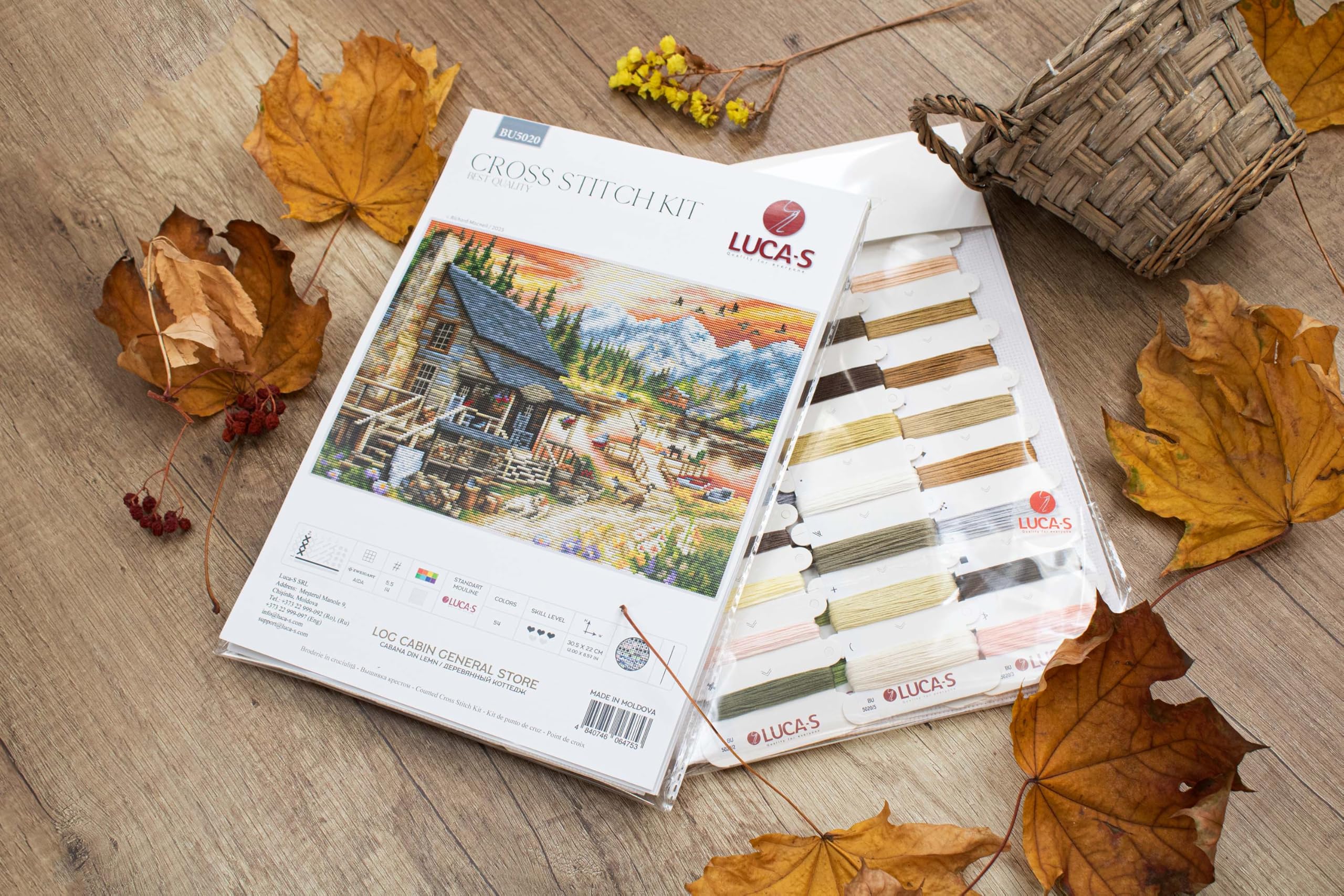 Luca-S Counted Cross Stitch kit "Log Cabin Genenal Store", 30,5x22cm, DIY - Image 3