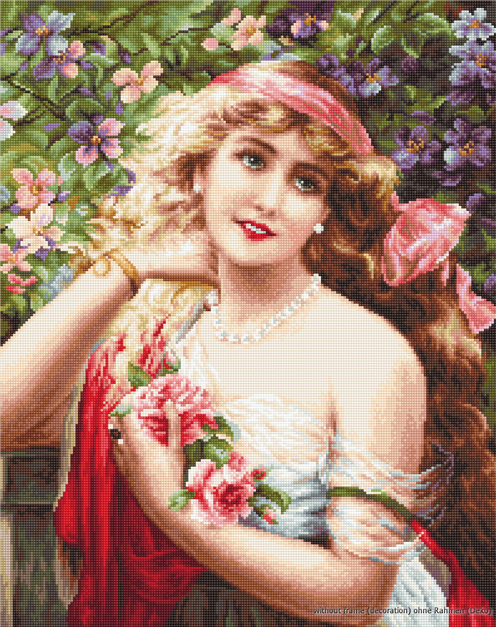 Luca-S Counted Cross Stitch kit Young Lady with Roses 28x35.5cm