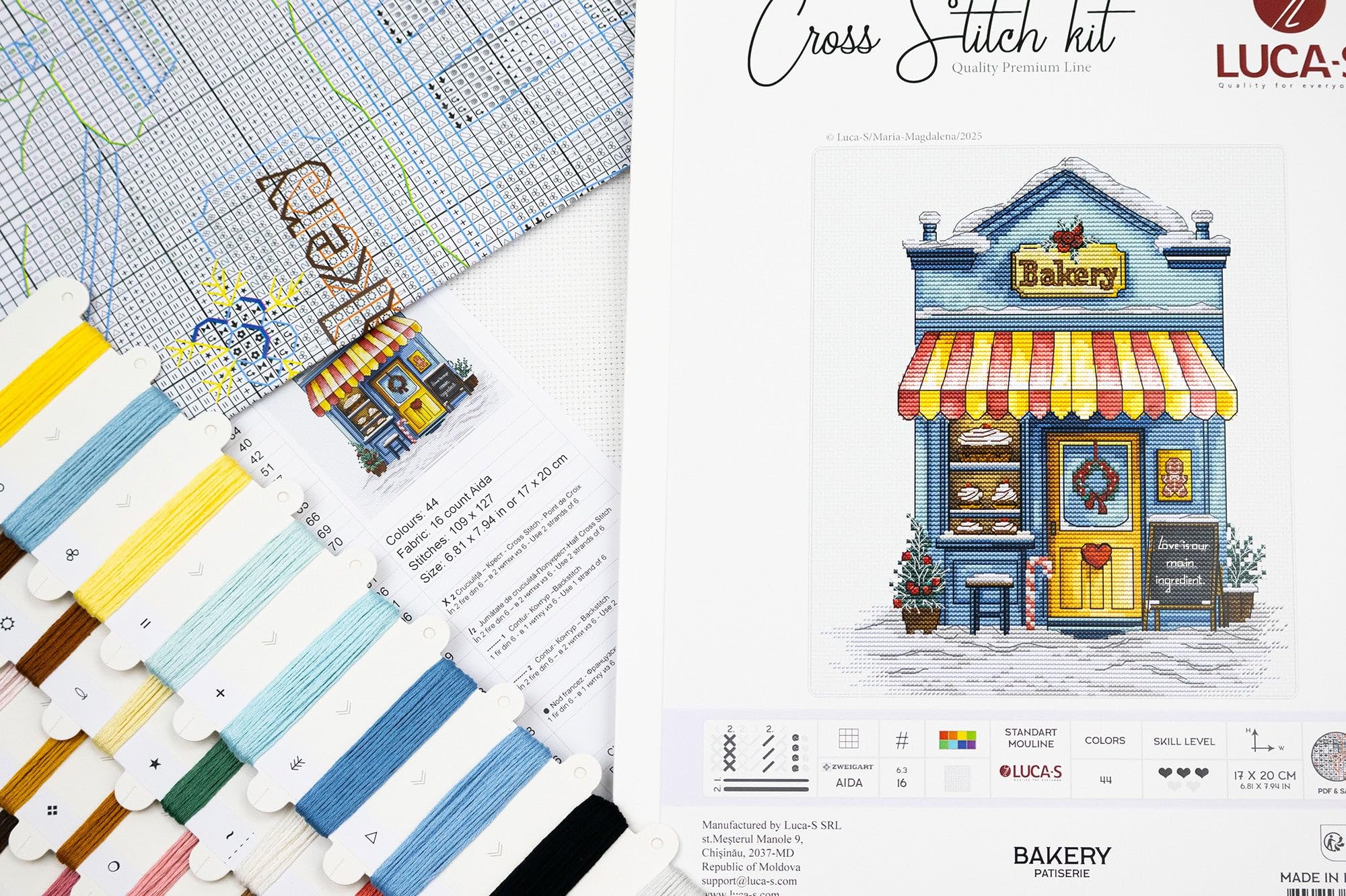Luca-S Cross Stitch Kit Bakery B1430, Counted Cross Stitch Kit for Adults, Needlecraft and Embroidery Kit - Image 4