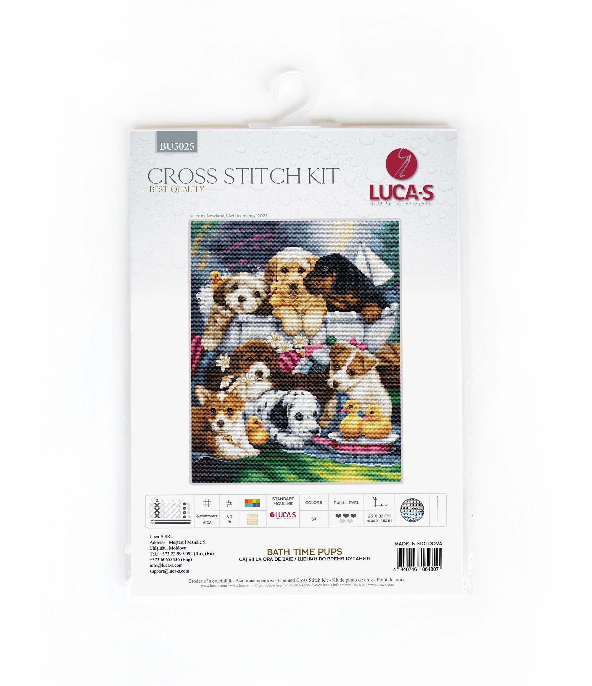 Luca-S Cross Stitch Kit - Bath Time Pups - Image 2