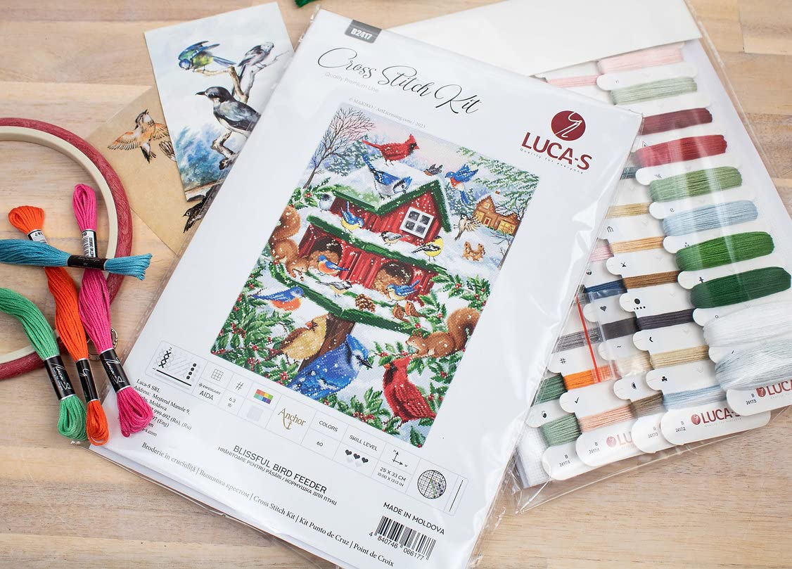 Luca-S Cross Stitch Kit - Blissful Bird Feeder, B2417 - Image 4