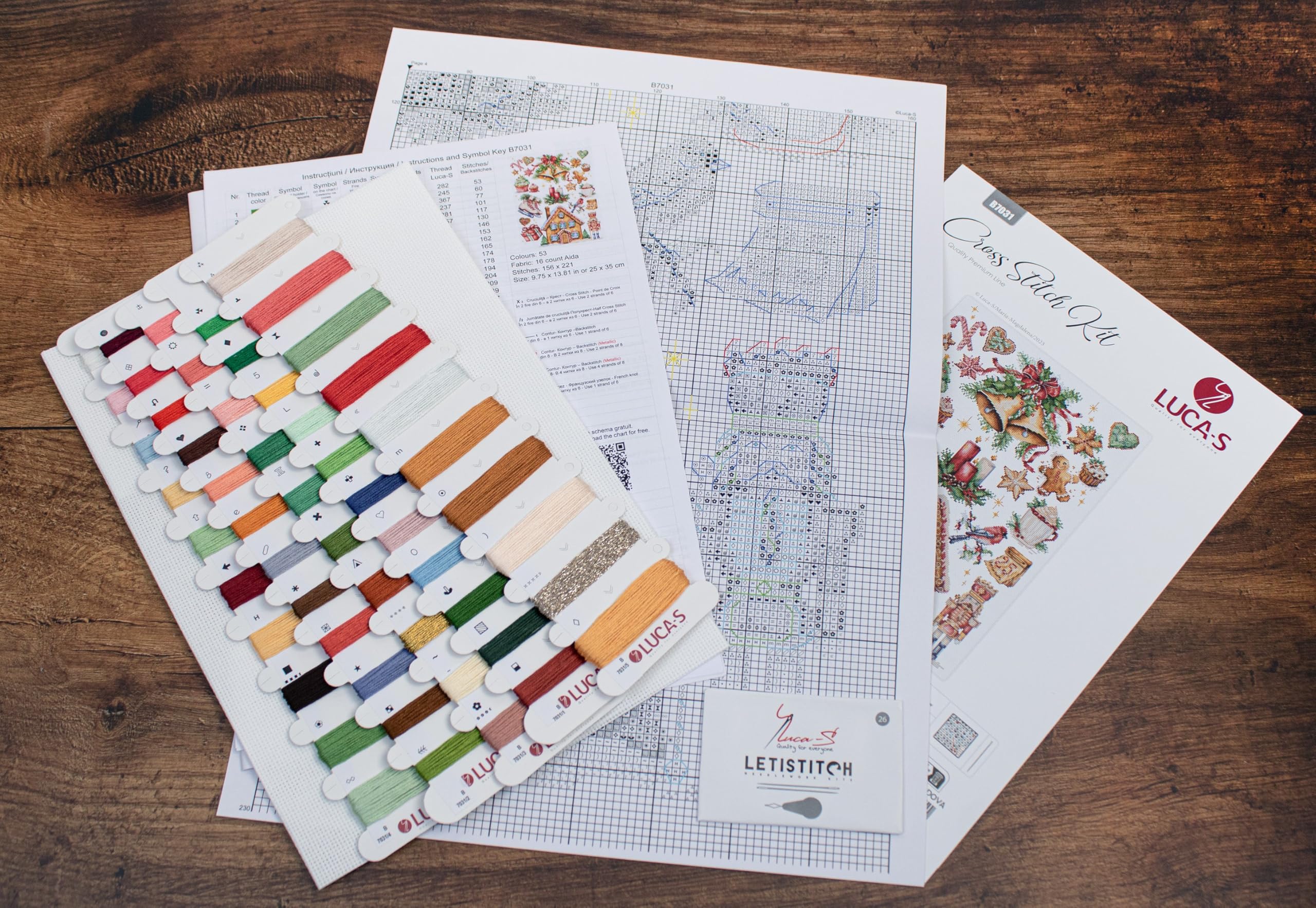 Luca-S Cross Stitch Kit Christmas Composition, B7031, Counted Cross Stitch Kit for Adults, Needlecraft and Embroidery Kit - Image 4