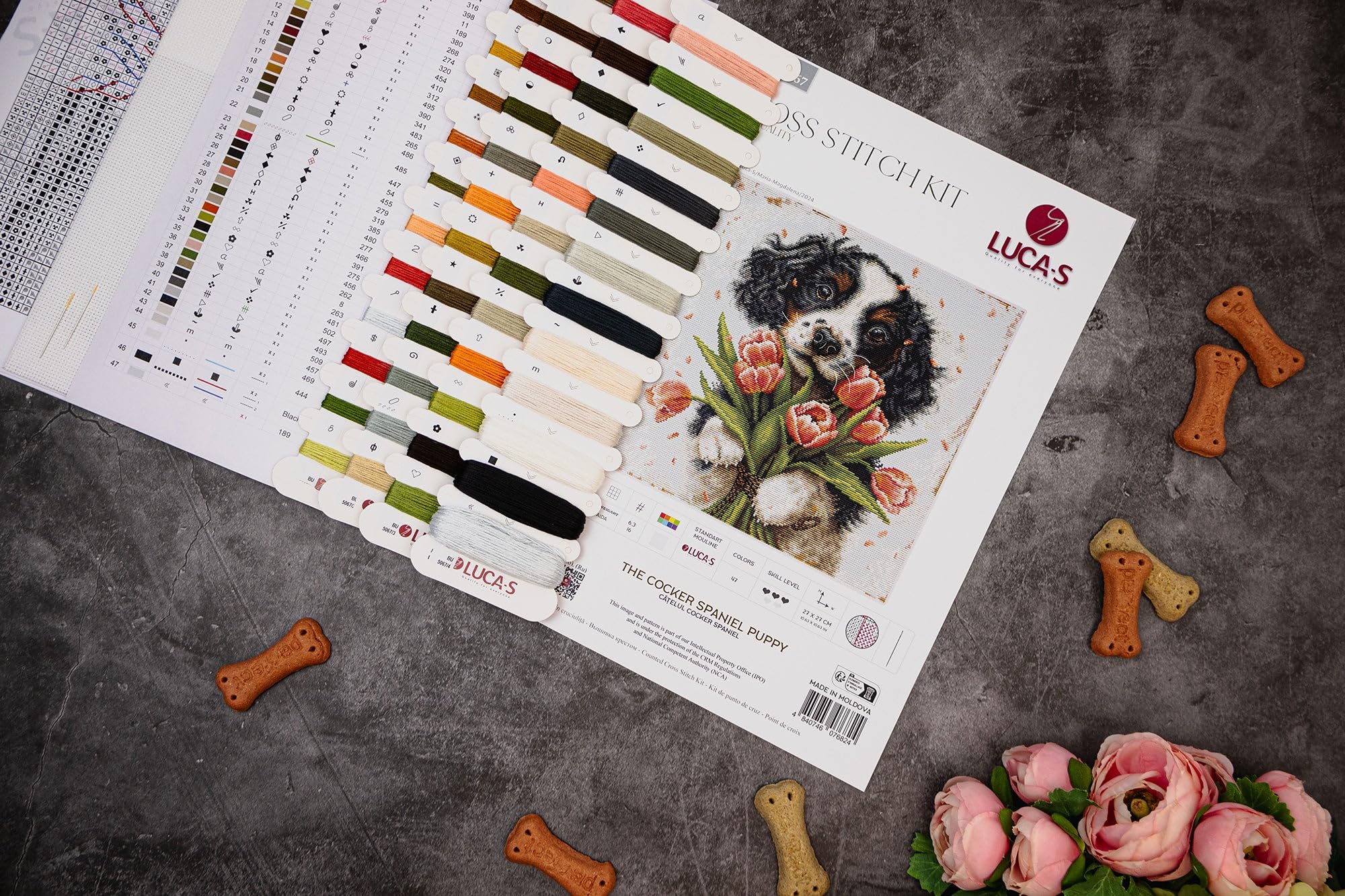 Luca-S Cross Stitch Kit, Counted Cross Stitch for Adults, Embroidery Kit The Cocker Spaniel Puppy, BU5067 - Image 5