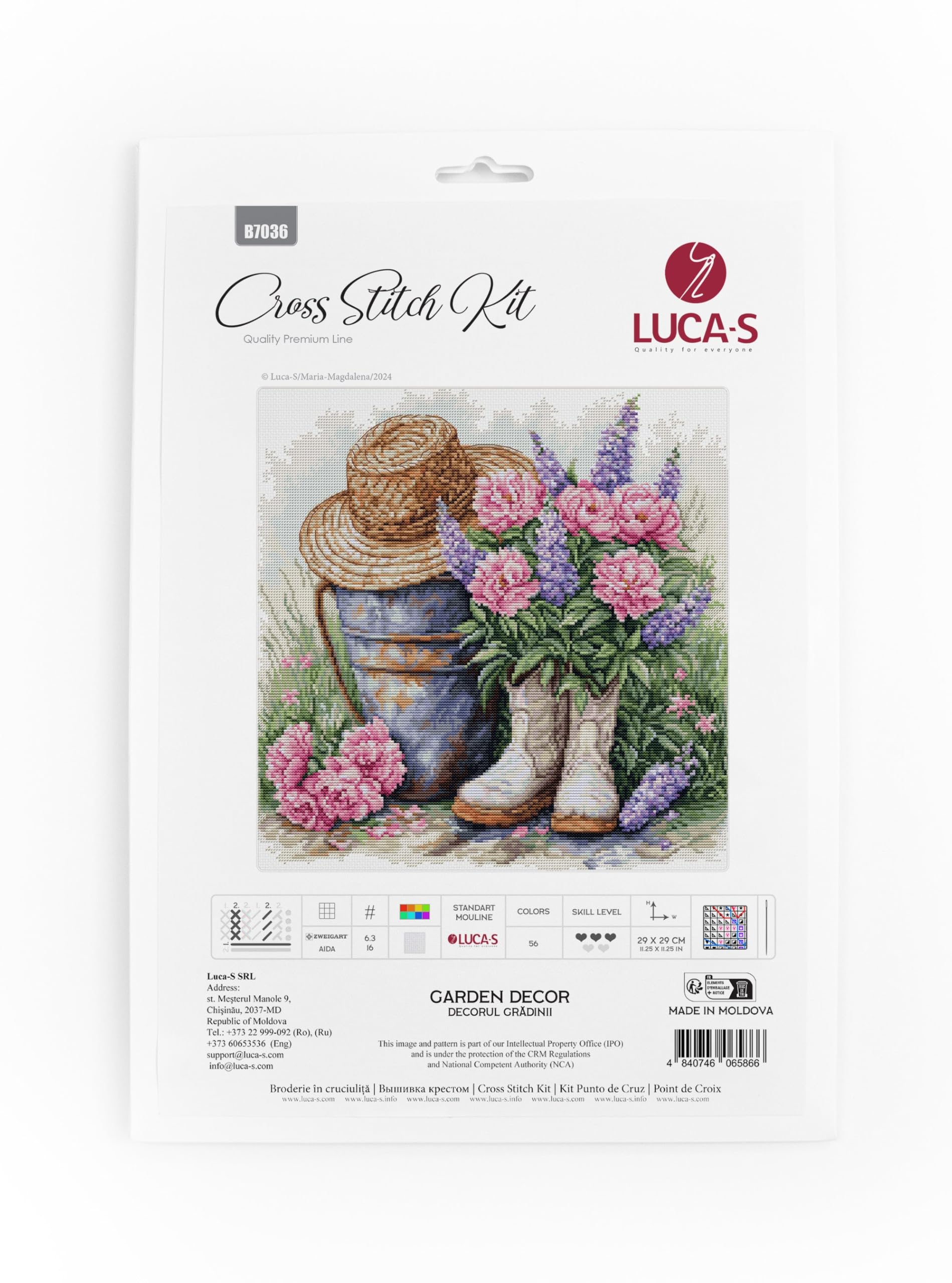 Luca-S Cross Stitch Kit Garden Decor, B7036, Counted Cross Stitch Kit for Adults, Needlecraft and Embroidery Kit - Image 2
