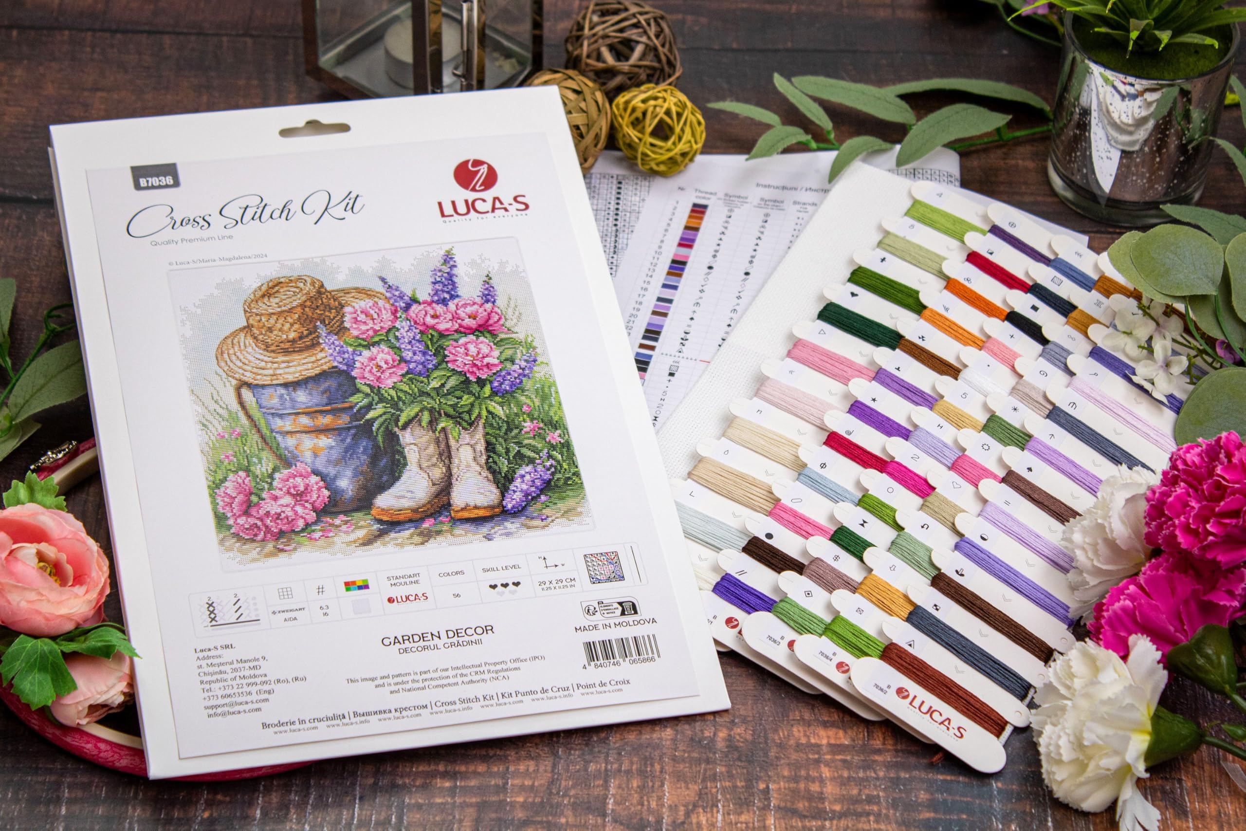 Luca-S Cross Stitch Kit Garden Decor, B7036, Counted Cross Stitch Kit for Adults, Needlecraft and Embroidery Kit - Image 3