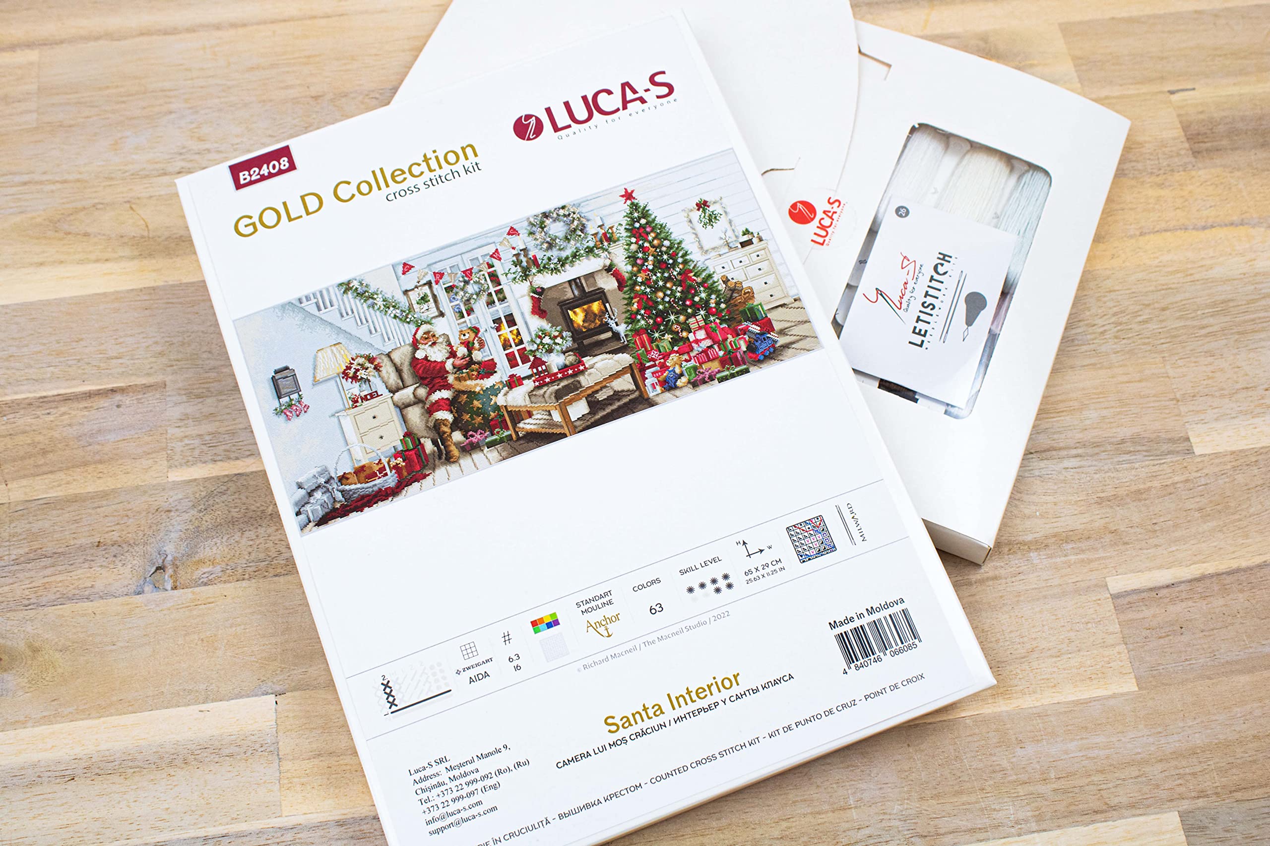 Luca-S Cross Stitch Kit Gold - B2408 Santa Interior - Image 2