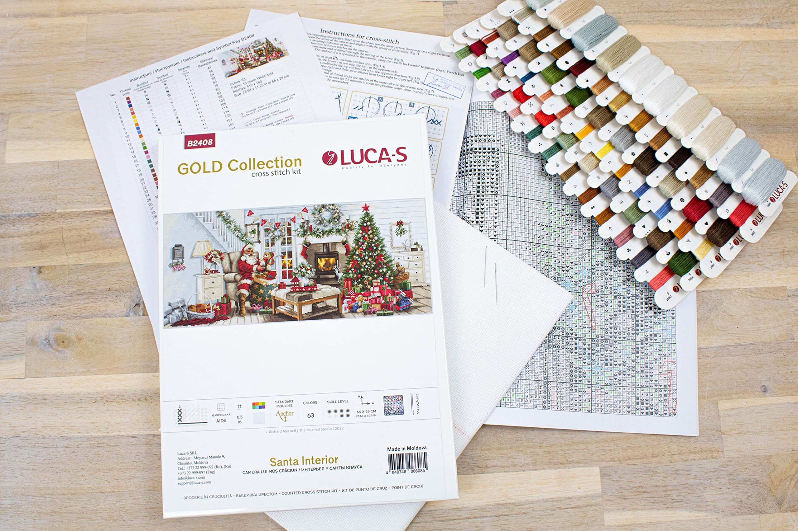 Luca-S Cross Stitch Kit Gold - B2408 Santa Interior - Image 3