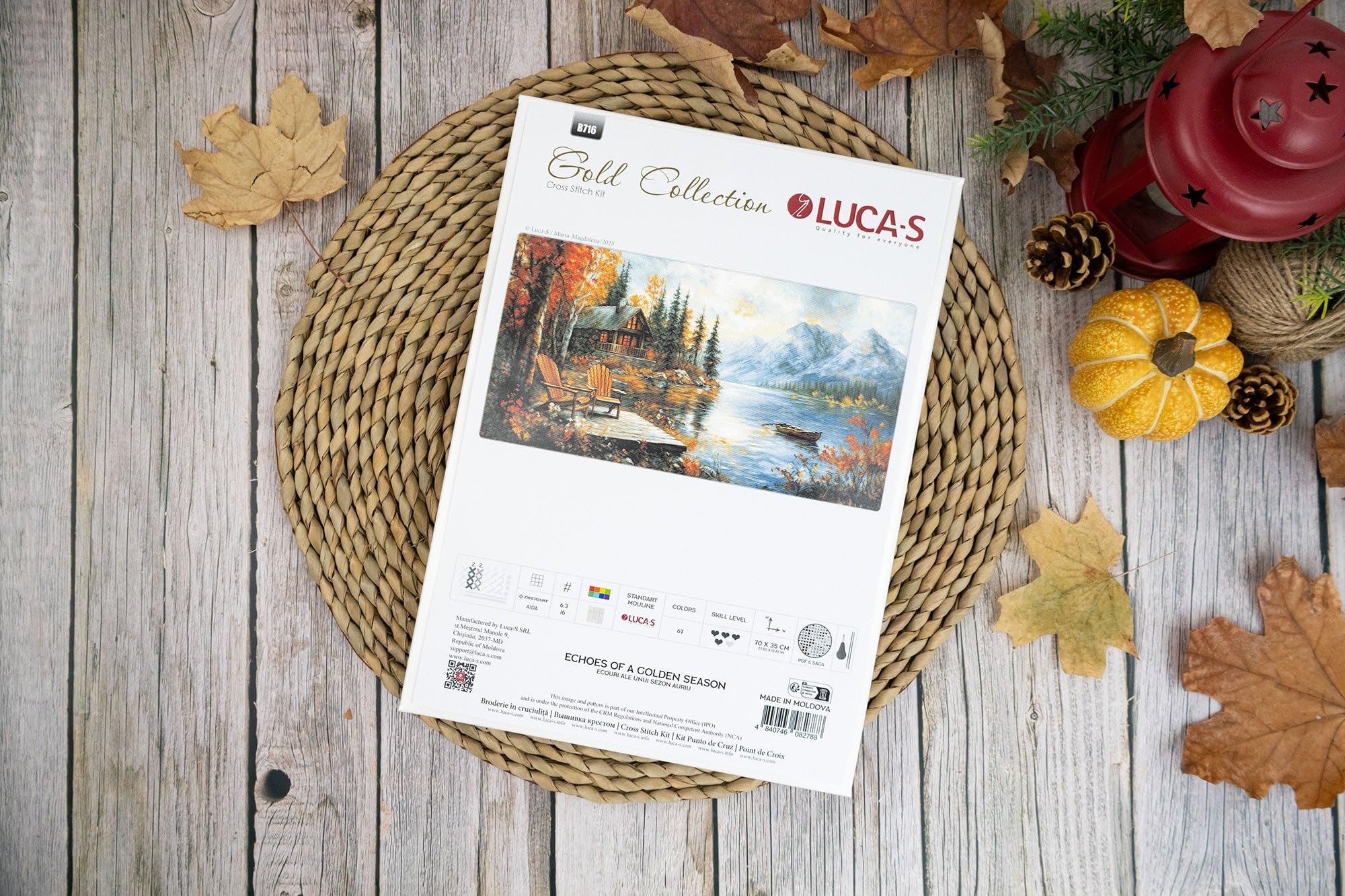 Luca-S Cross Stitch Kit Gold - Echoes of a Golden Season, B716, Counted Cross Stitch Kit for Adults, Needlecraft and Embroidery Kit - Image 2