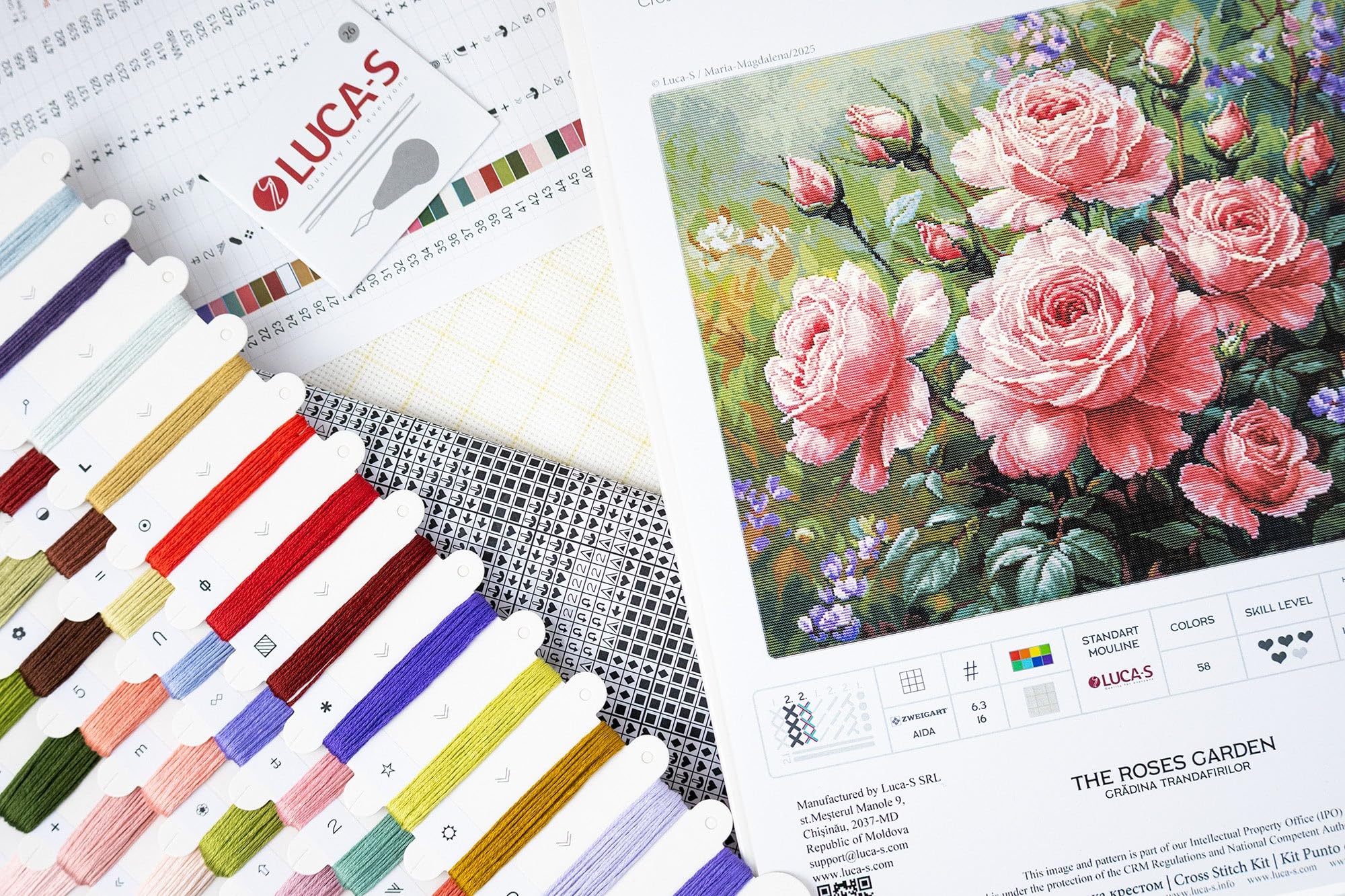 Luca-S Cross Stitch Kit Gold - The Roses Garden, B717, Counted Cross Stitch Kit for Adults, Needlecraft and Embroidery Kit - Image 4