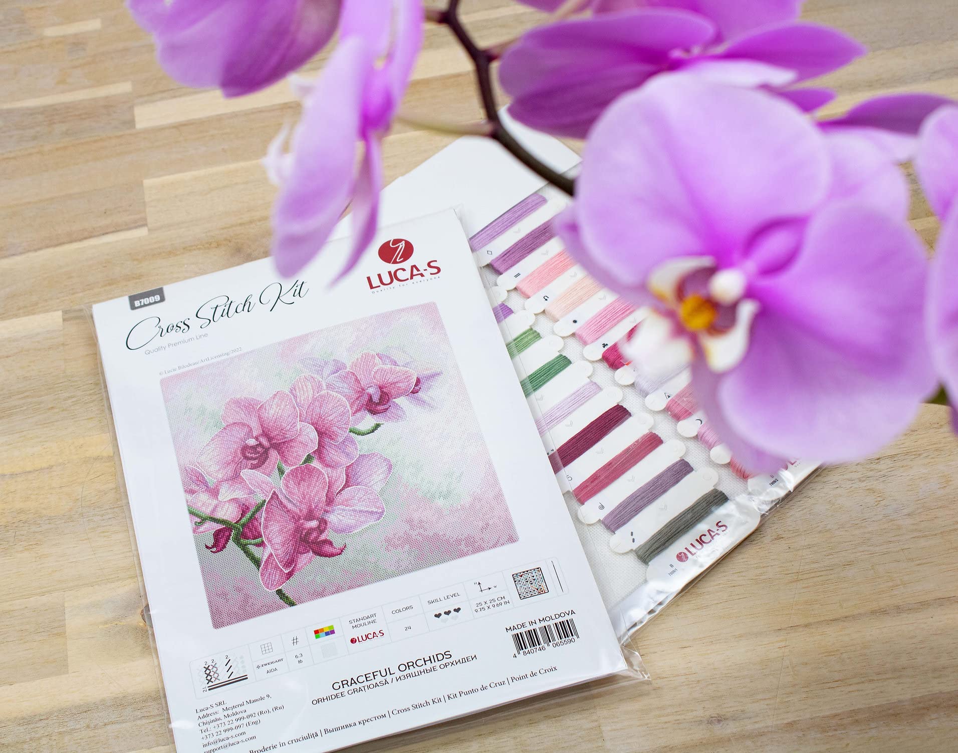 Luca-S Cross Stitch Kit Graceful Orchids B7009 - Image 6