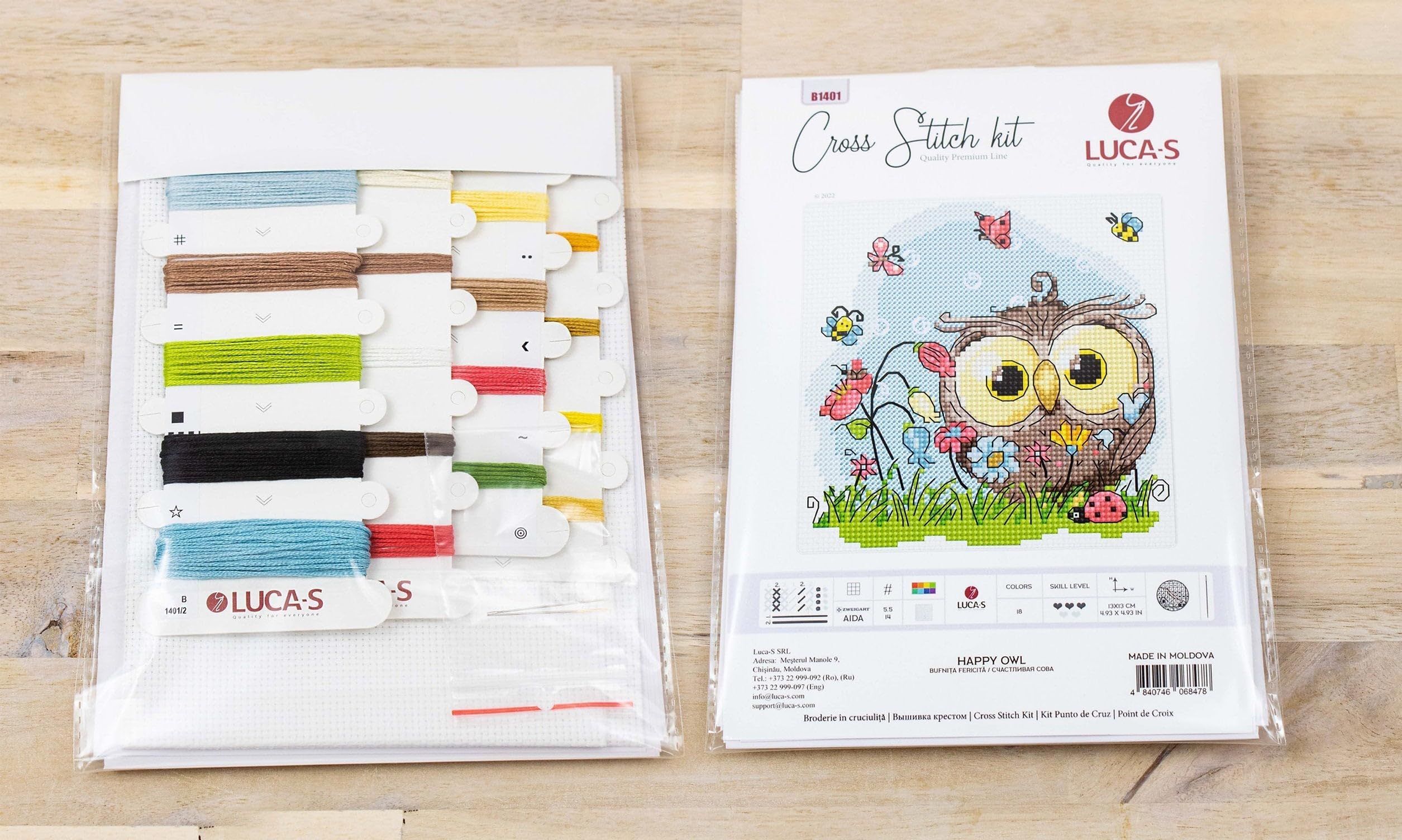 Luca-S Cross Stitch Kit Happy Owl B1401 - Image 2