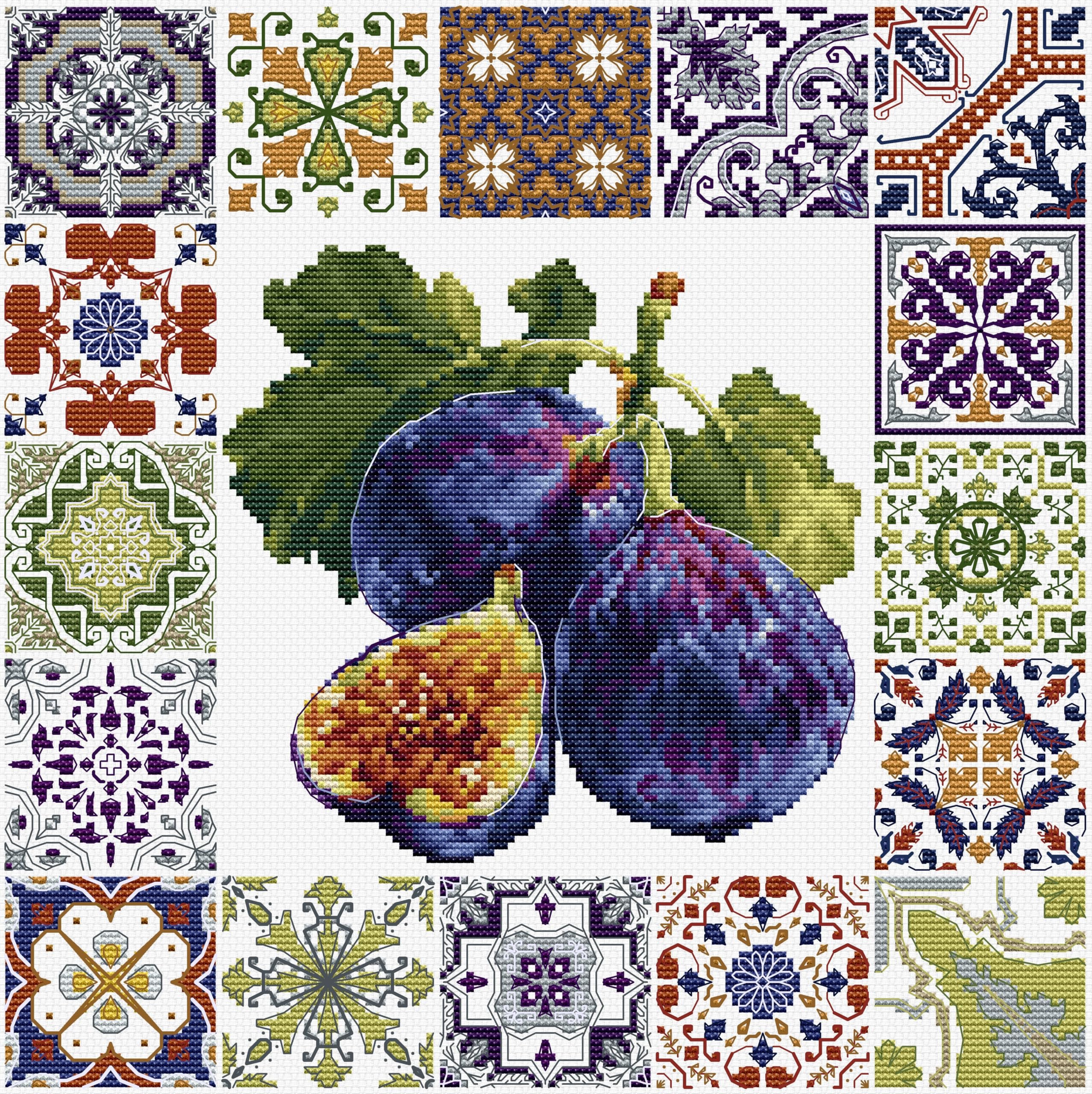 Luca-S Cross Stitch Kit Mediterranean Fig Mosaic, B7057