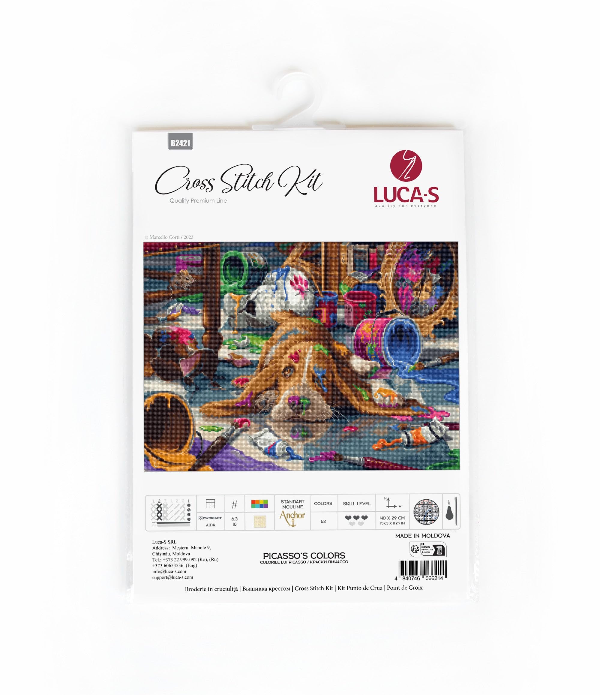 Luca-S Cross Stitch Kit Picasso's Colors, Counted Cross Stitch Kit for Adults, Embroidery Kit, B2421 - Image 2