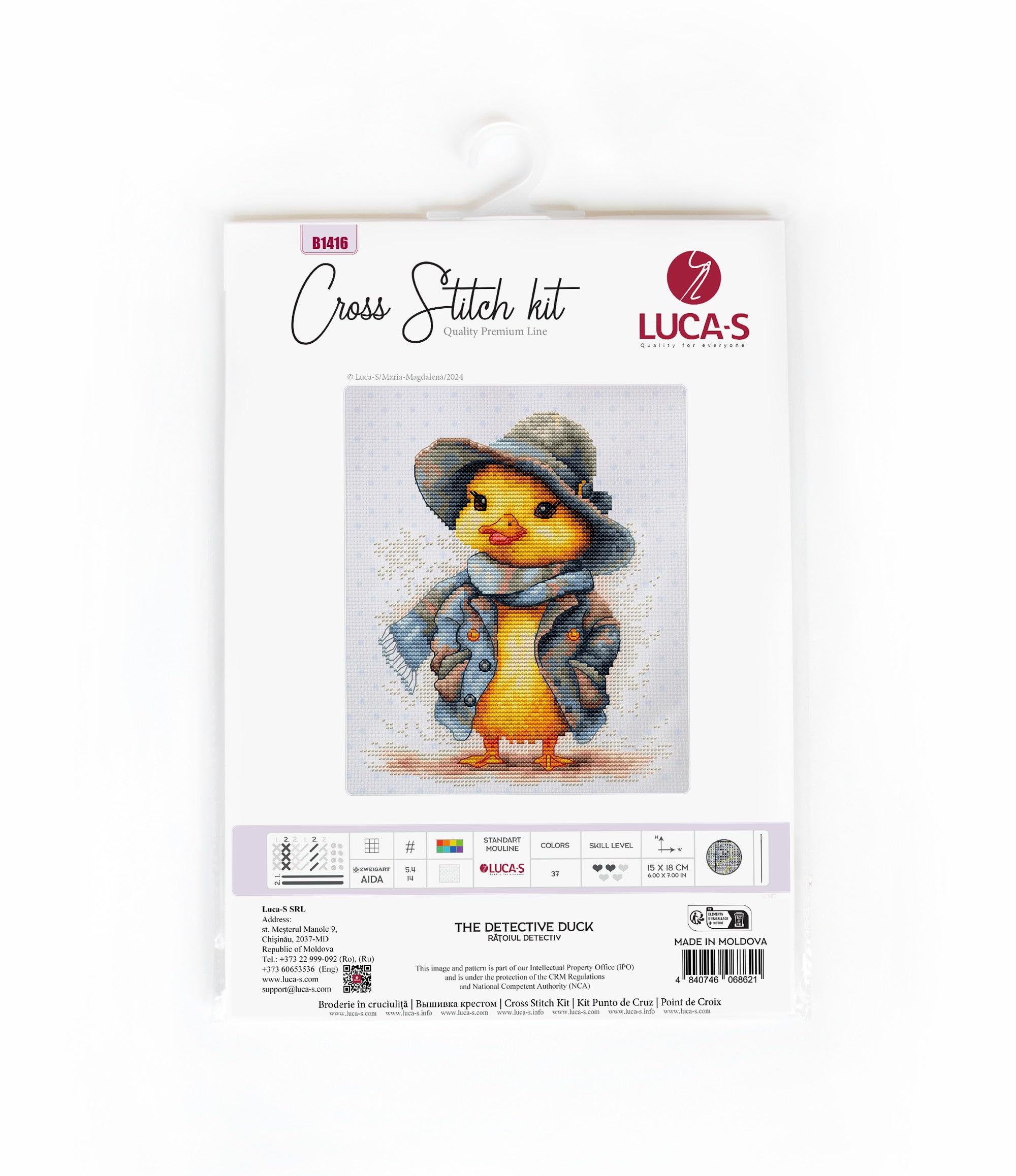 Luca-S Cross Stitch Kit The Detective Duck, B1416, Counted Cross Stitch Kit for Adults, Needlecraft and Embroidery Kit - Image 2
