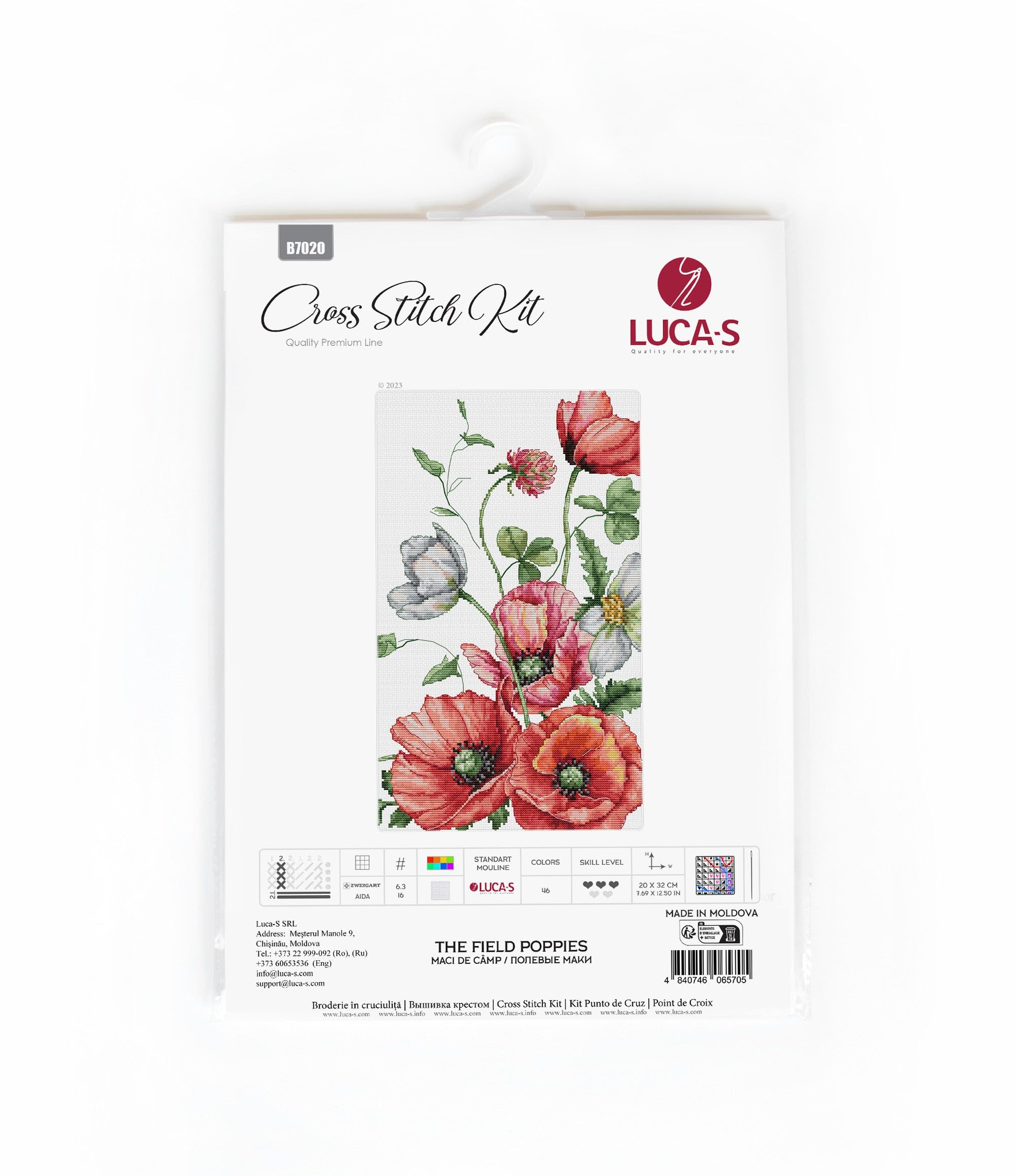 Luca-S Cross Stitch Kit, The Field Poppies, Counted Cross Stitch Kit for Adults, Embroidery Kit, B7020 - Image 2