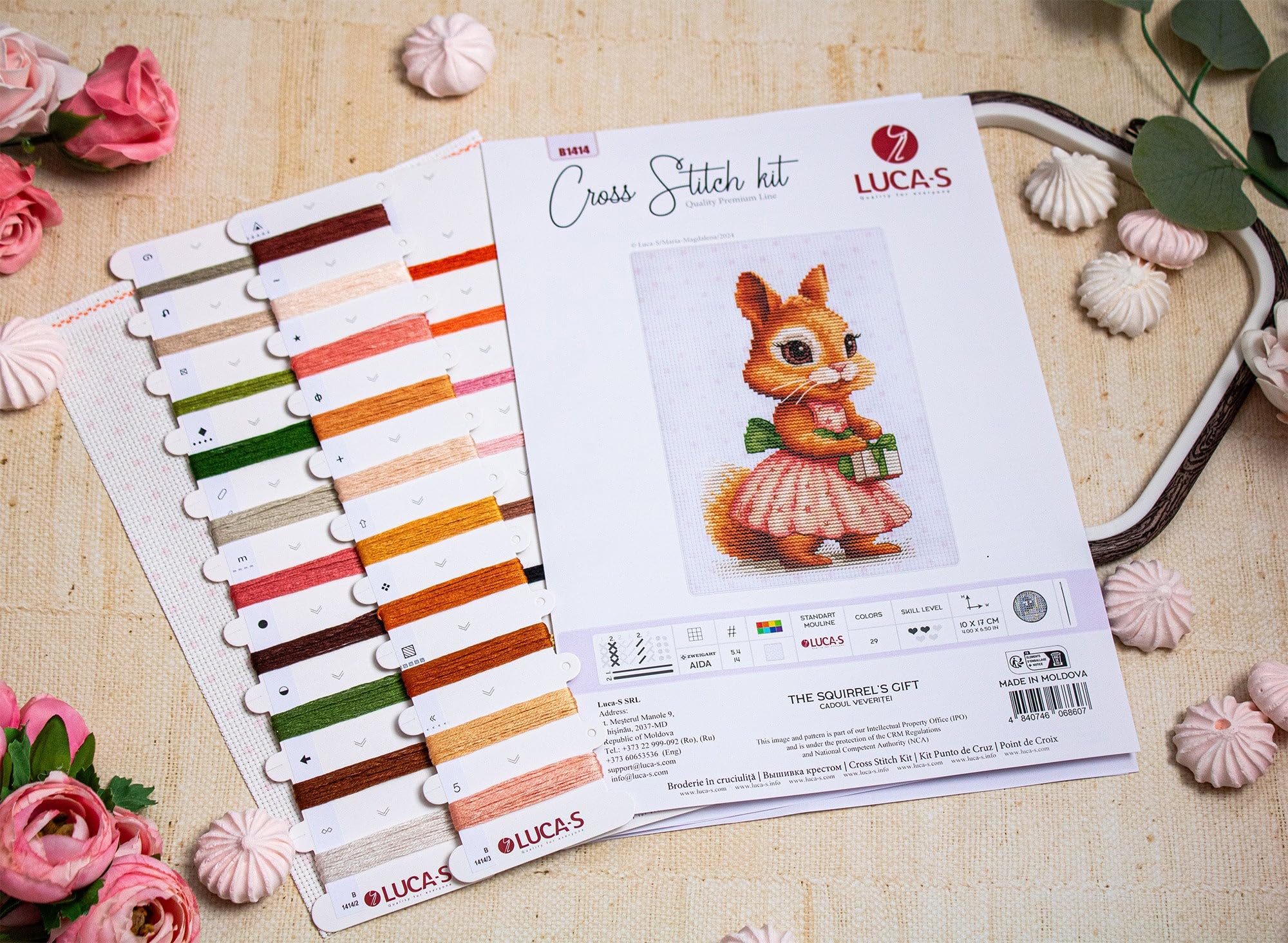 Luca-S Cross Stitch Kit The Squirrel's Gift, B1414, Counted Cross Stitch Kit for Adults, Needlecraft and Embroidery Kit - Image 3