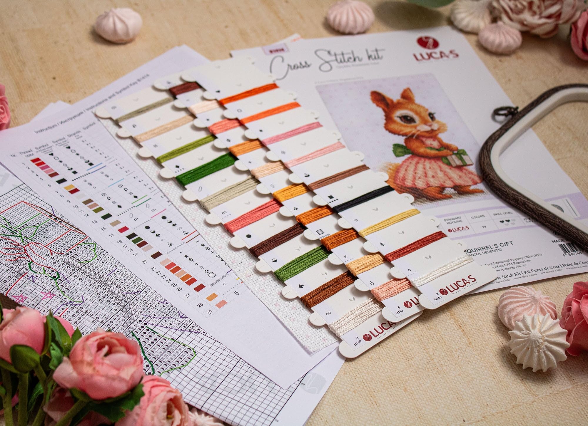 Luca-S Cross Stitch Kit The Squirrel's Gift, B1414, Counted Cross Stitch Kit for Adults, Needlecraft and Embroidery Kit - Image 4