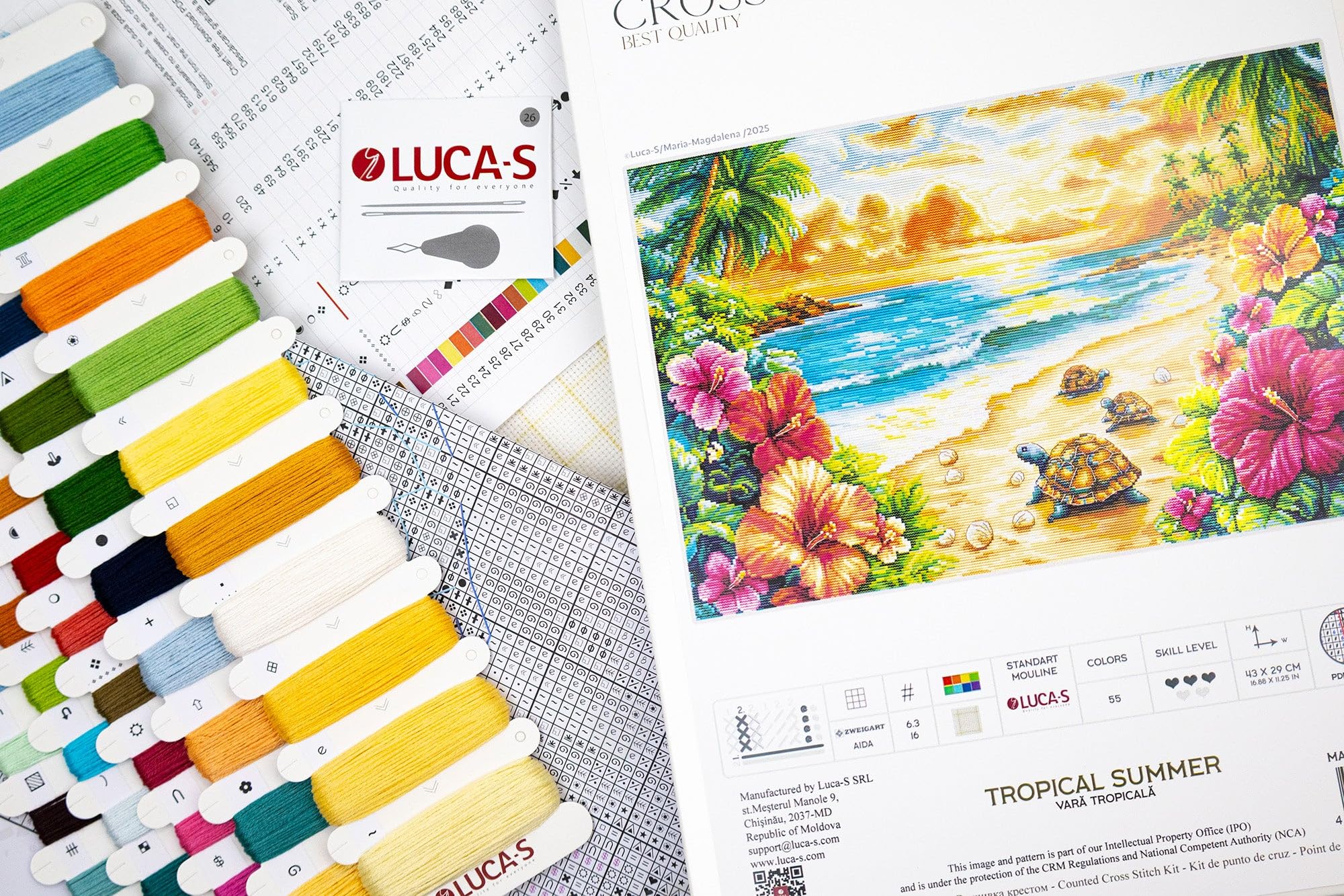 Luca-S Cross Stitch Kit Tropical Summer, BU5090, Counted Cross Stitch Kit for Adults, Needlecraft and Embroidery Kit - Image 4