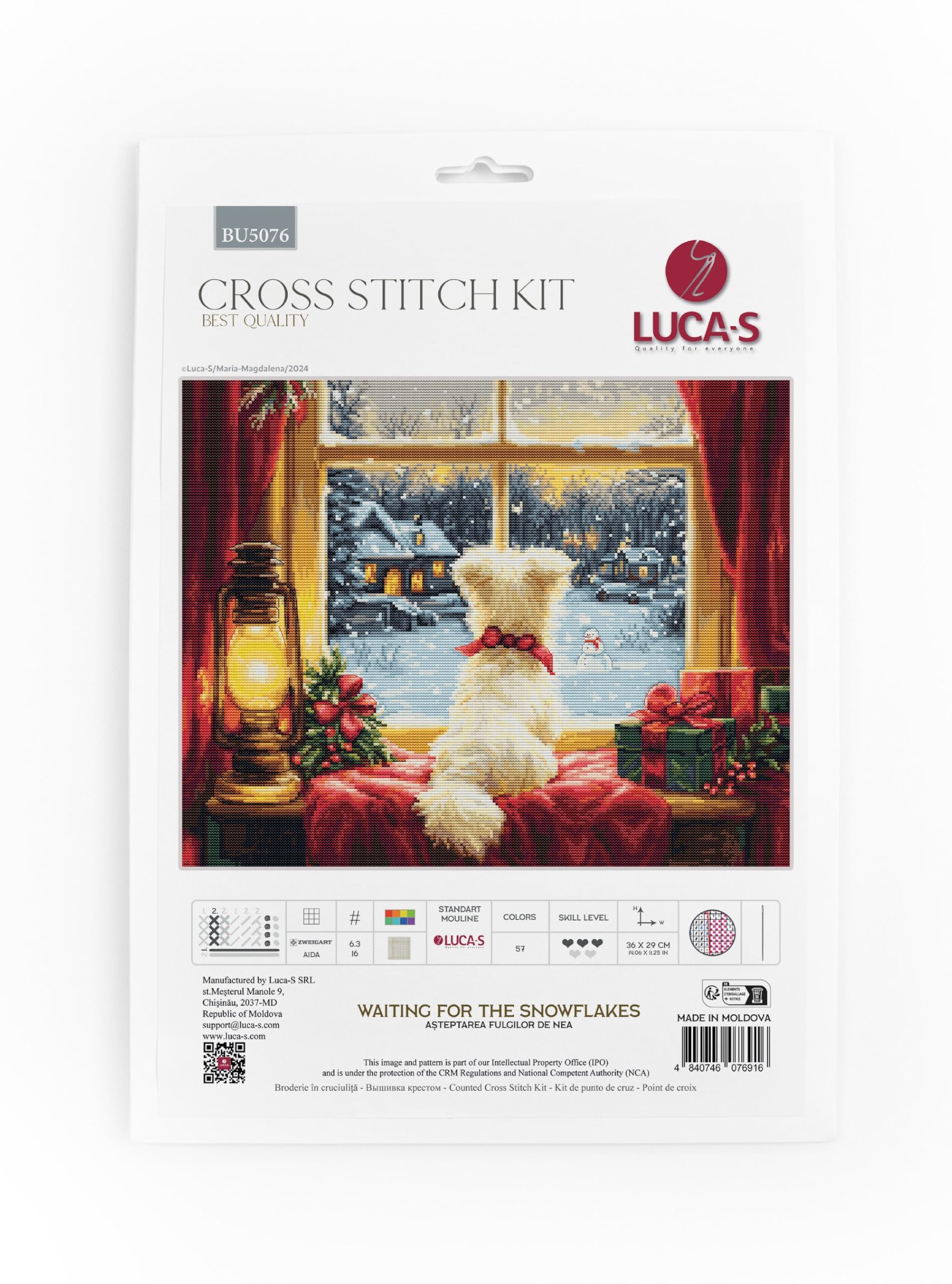 Luca-S Cross Stitch Kit Waiting for The Snowflakes, BU5076, Counted Cross Stitch Kit for Adults, Needlecraft and Embroidery Kit - Image 2