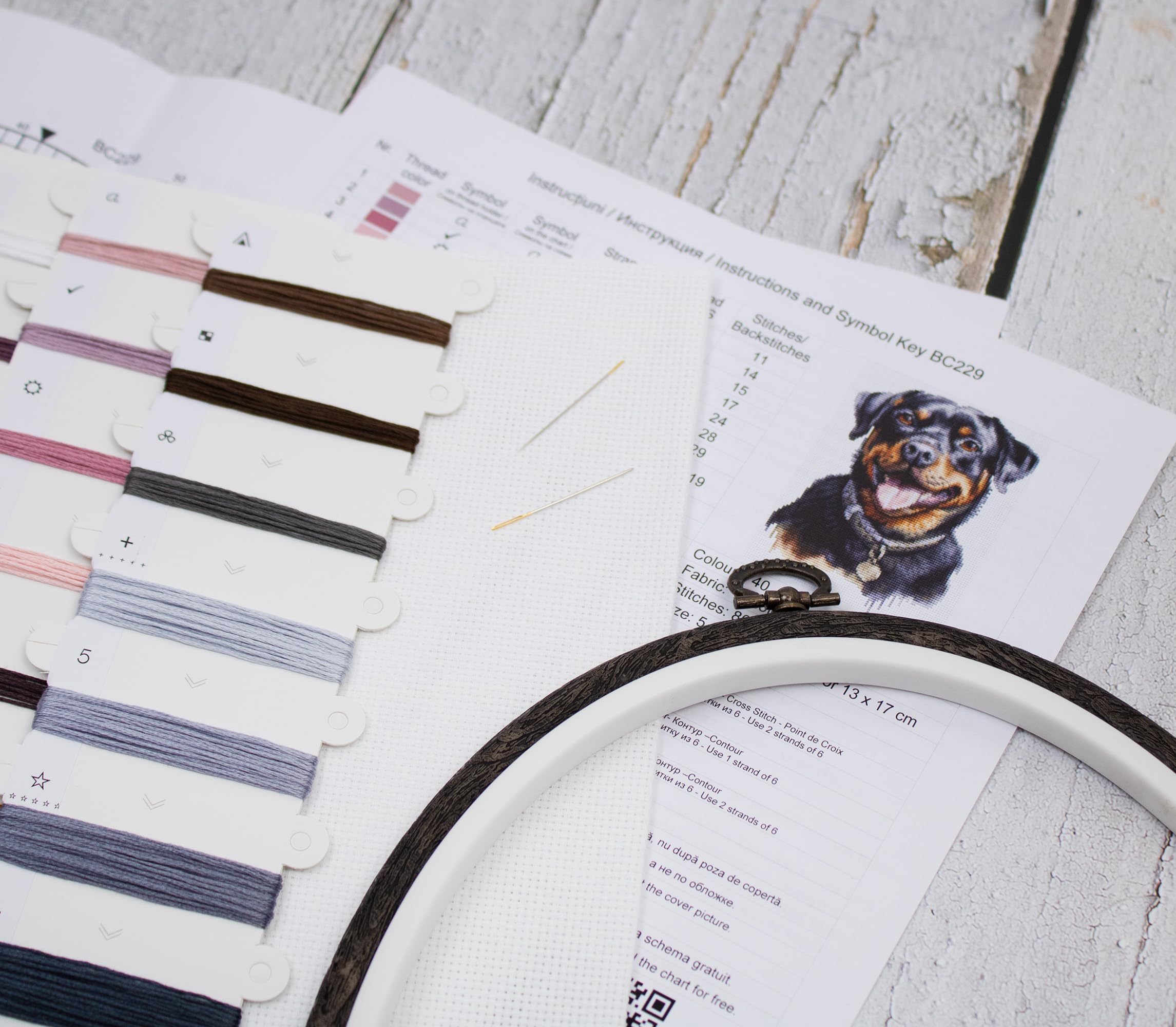 Luca-S Cross Stitch Kit with Hoop Included Rottweiler, BC229, Counted Cross Stitch Kit for Adults, Needlecraft and Embroidery Kit - Image 9