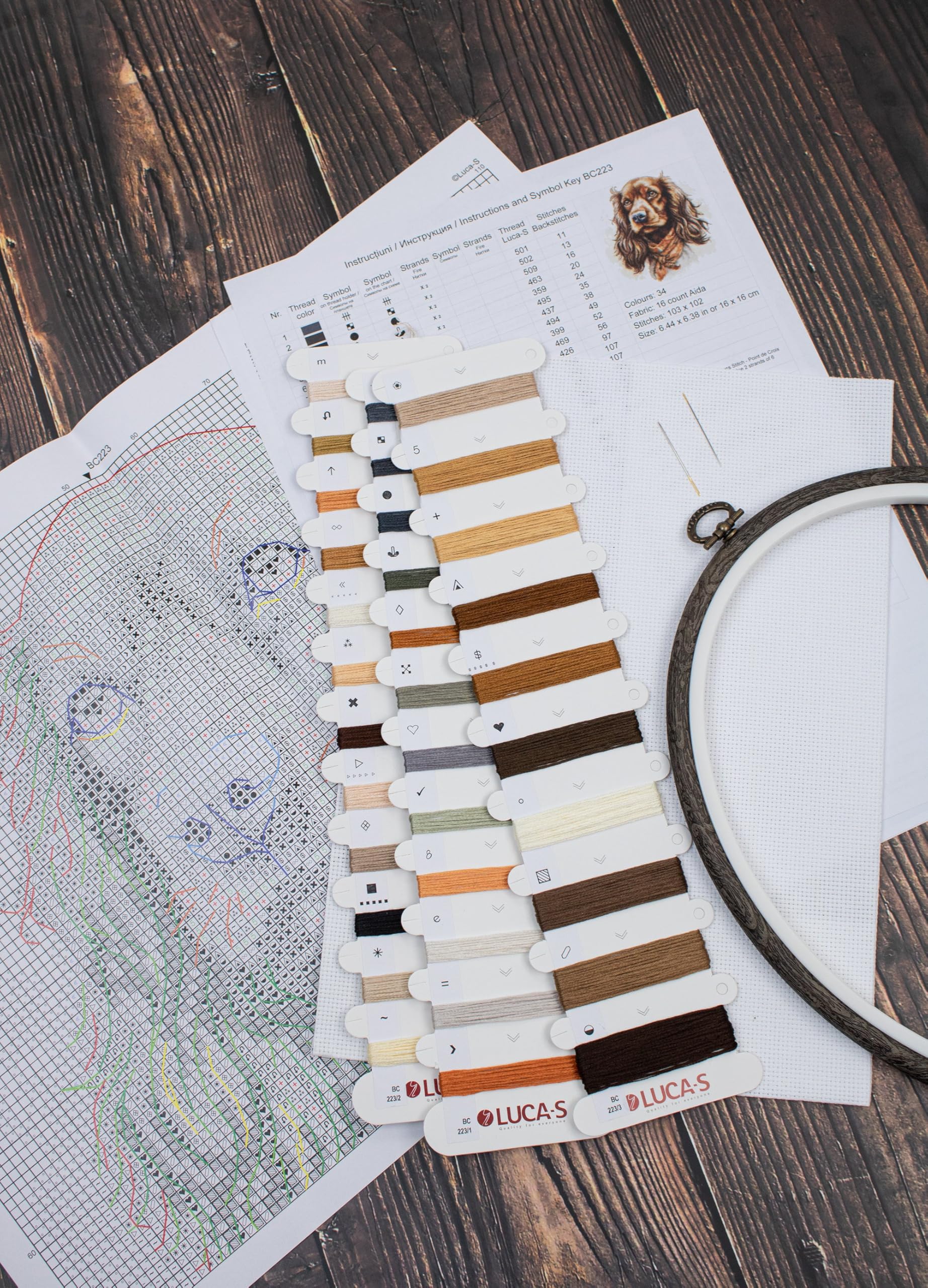 Luca-S Cross Stitch Kit with Hoop Included The Cocker Spaniel - Image 3