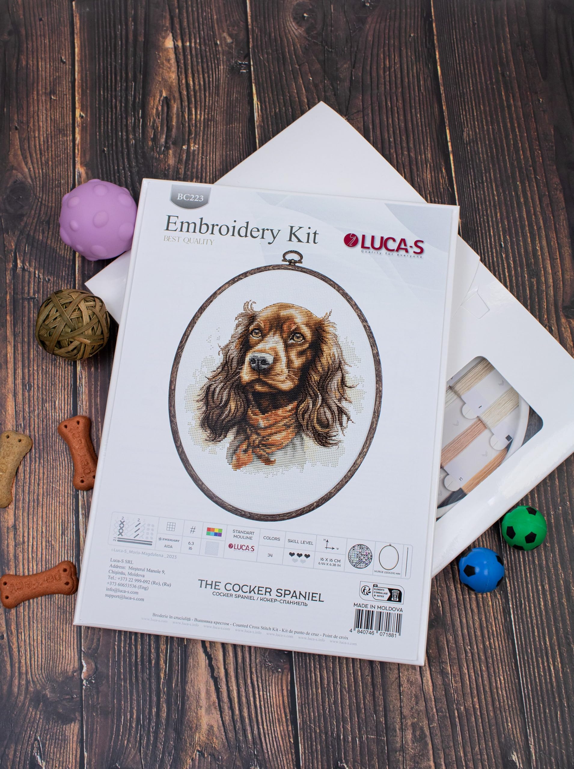 Luca-S Cross Stitch Kit with Hoop Included The Cocker Spaniel - Image 4