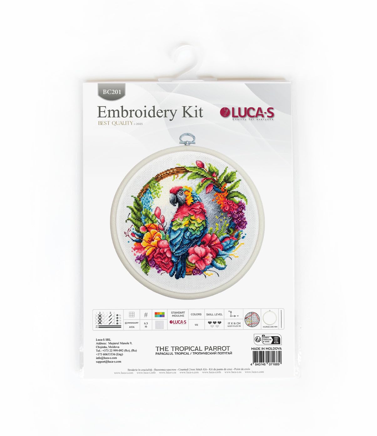 Luca-S Cross Stitch Kit with Hoop - The Tropical Parrot, Cross Stitch Kit for Adults, Embroidery Needlecraft Kit - Image 3