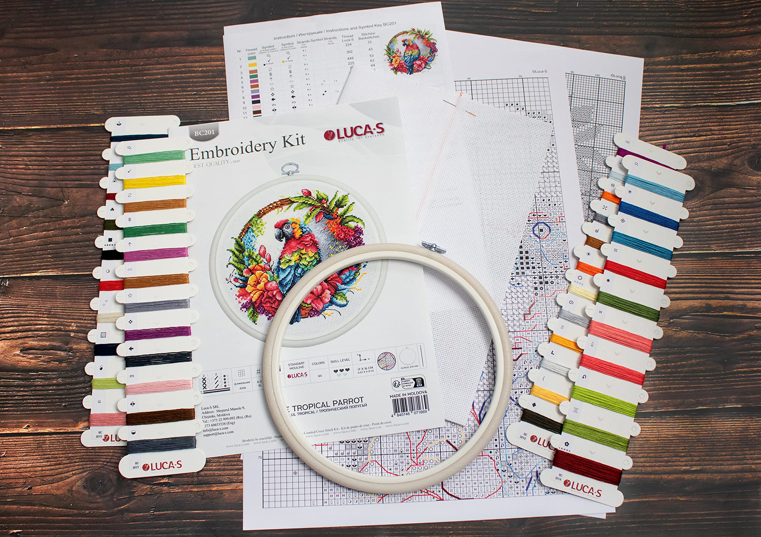 Luca-S Cross Stitch Kit with Hoop - The Tropical Parrot, Cross Stitch Kit for Adults, Embroidery Needlecraft Kit - Image 7