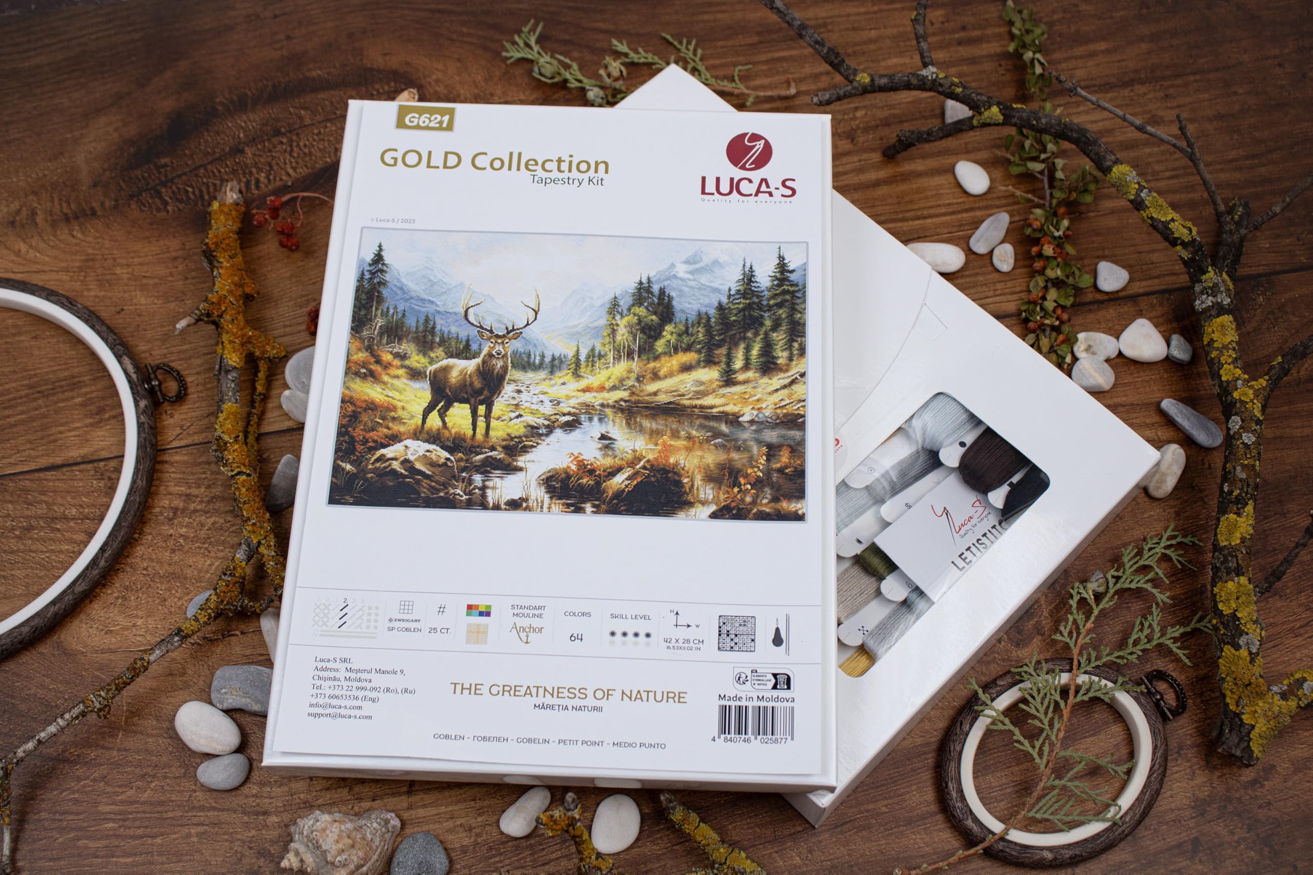 Luca-S Petit Point Kit Gold - The Greatness of Nature, G621, Counted Cross Stitch Kit for Adults, Needlecraft and Embroidery Kit - Image 2