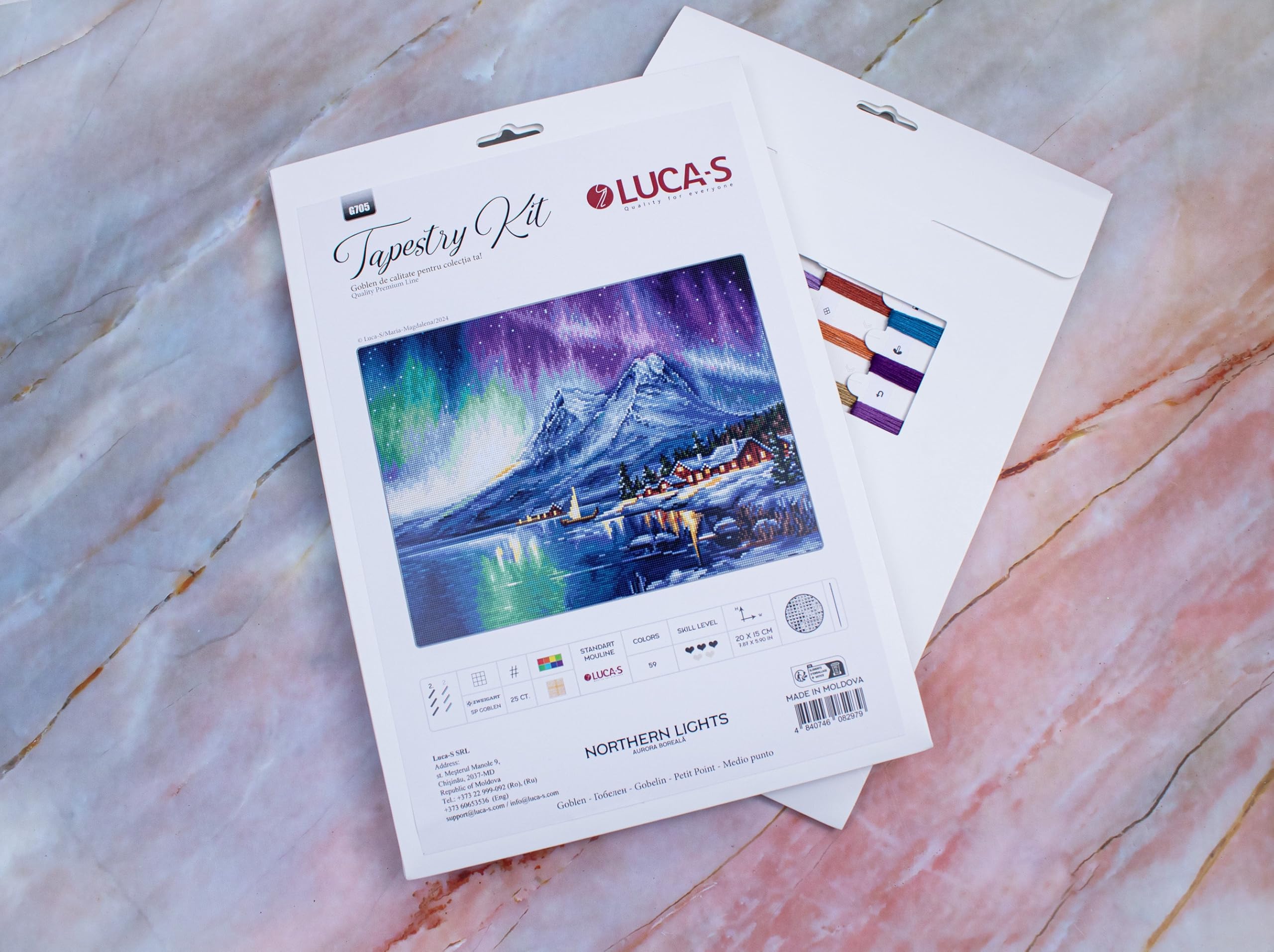 Luca-S Petit Point Kit Northern Lights, G705, Counted Cross Stitch Kit for Adults, Needlecraft and Embroidery Kit - Image 3