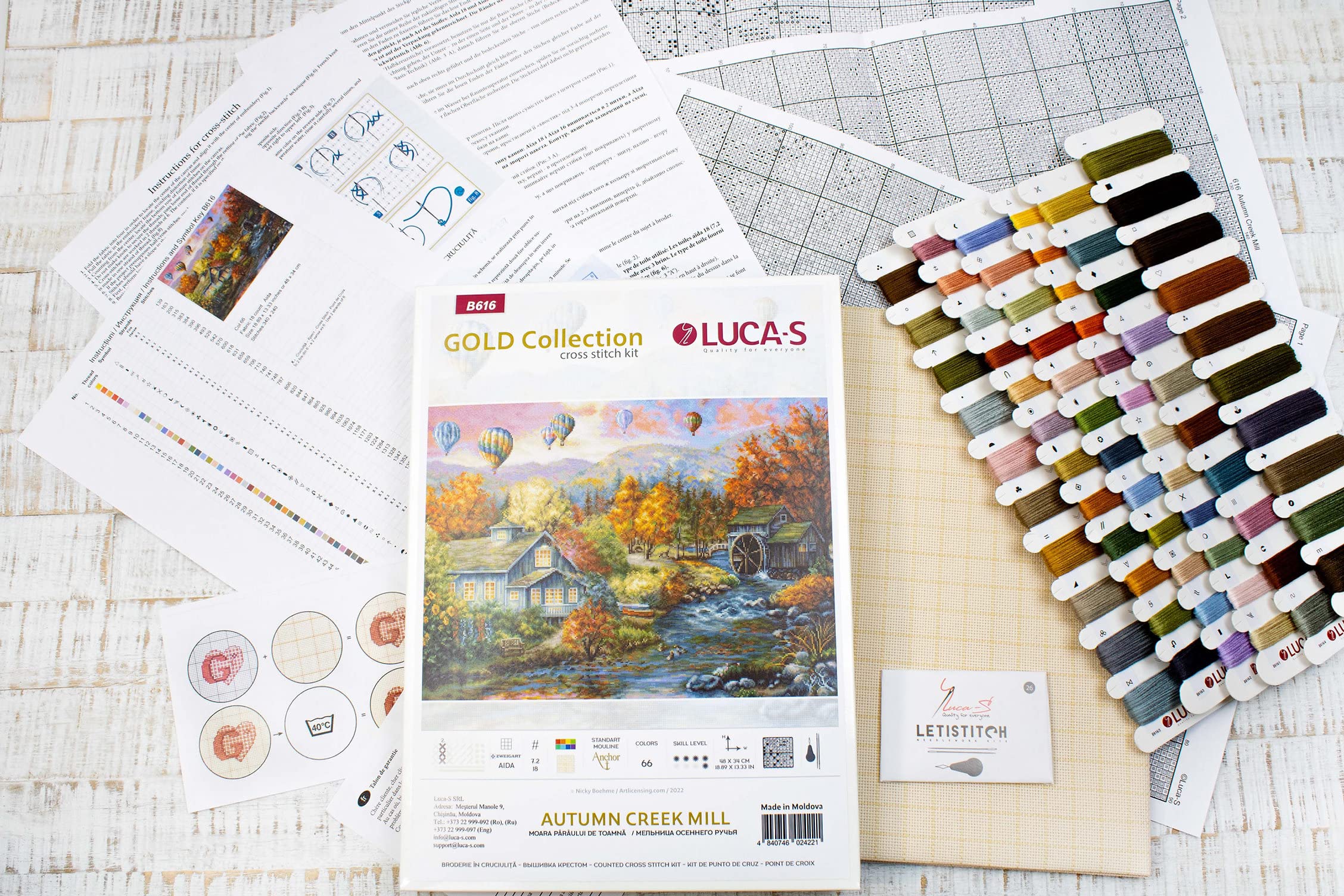 Luca-S SRL Cross Stitch Kit Luca-S - Autumn Creek Mill B616, Gold - Image 3
