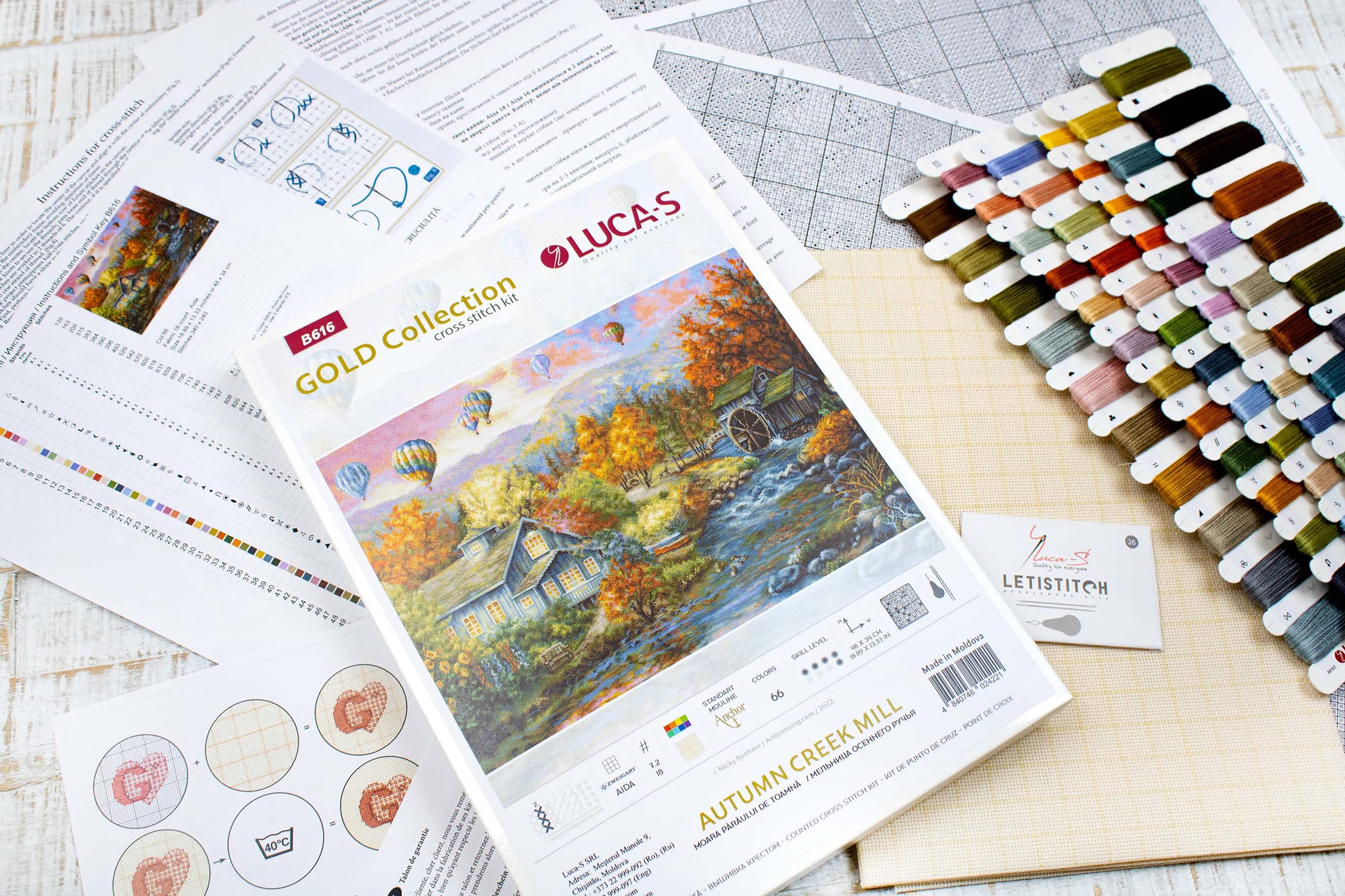 Luca-S SRL Cross Stitch Kit Luca-S - Autumn Creek Mill B616, Gold - Image 4