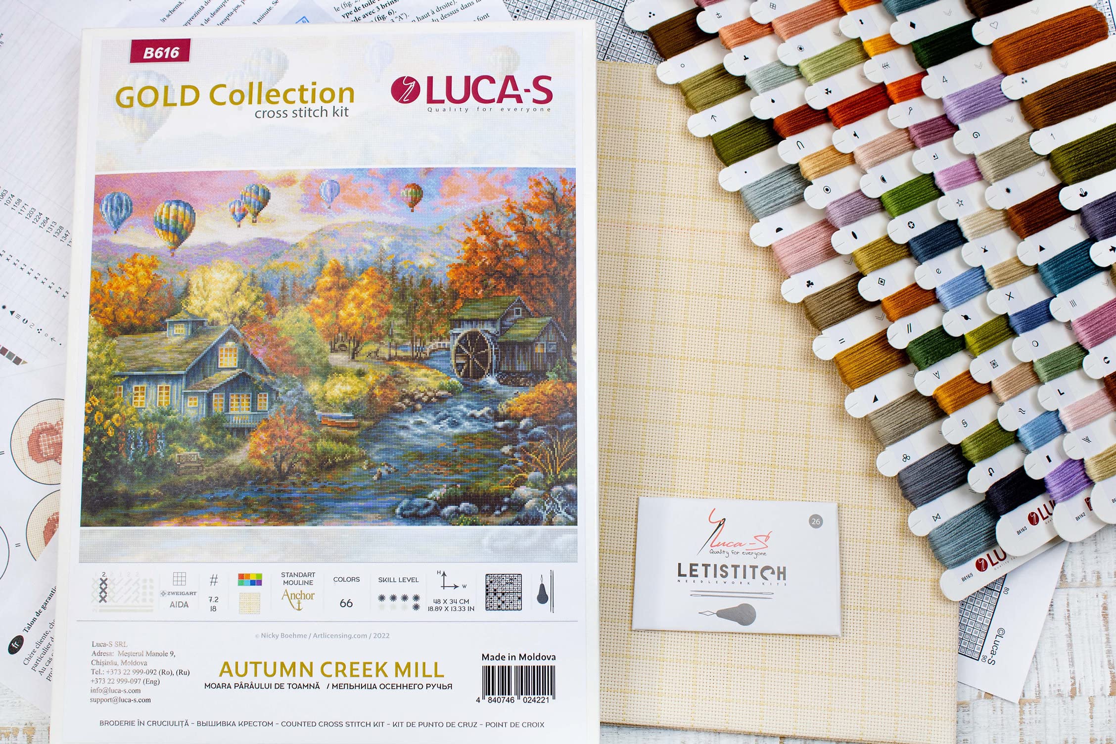 Luca-S SRL Cross Stitch Kit Luca-S - Autumn Creek Mill B616, Gold - Image 7