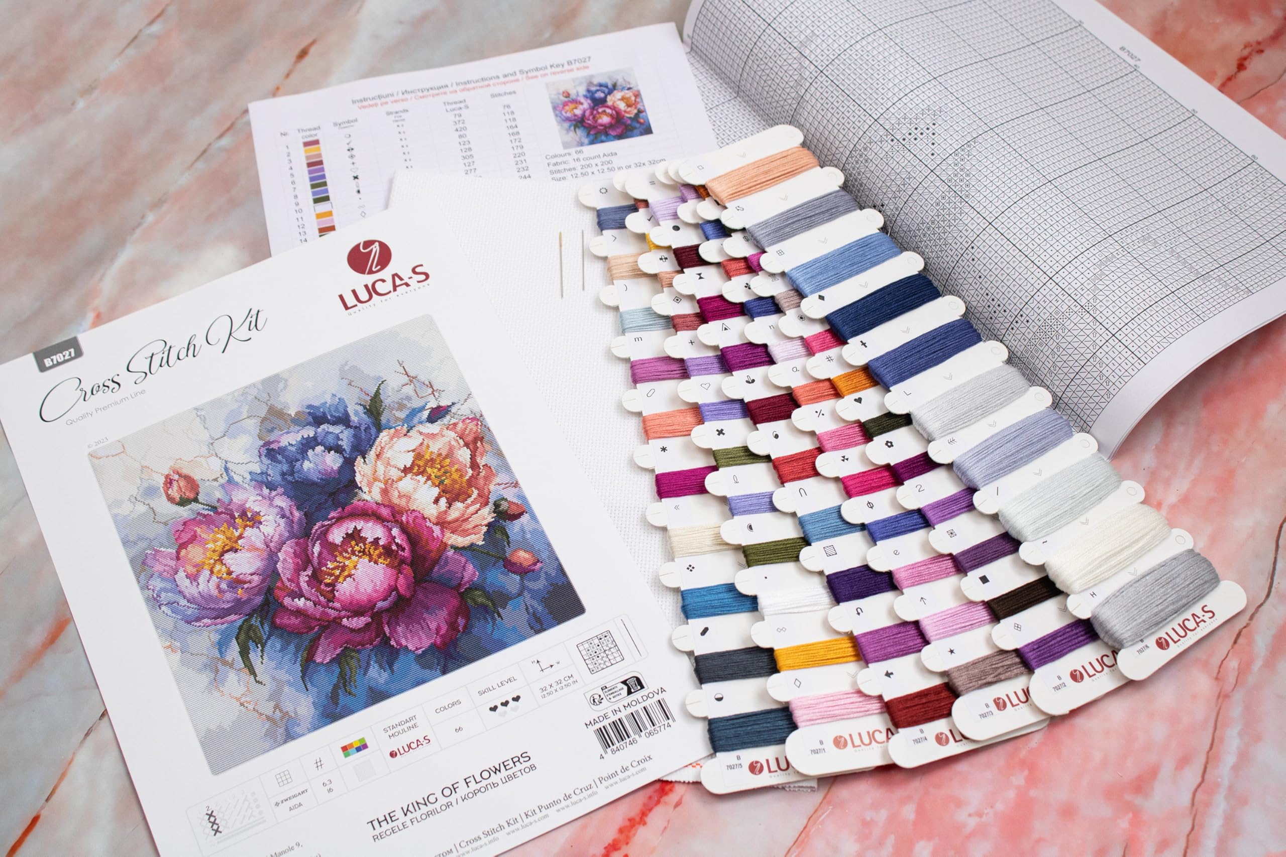 Luca-S The King of Flowers Counted Cross Stitch Kit, Multi-Colour - Image 4